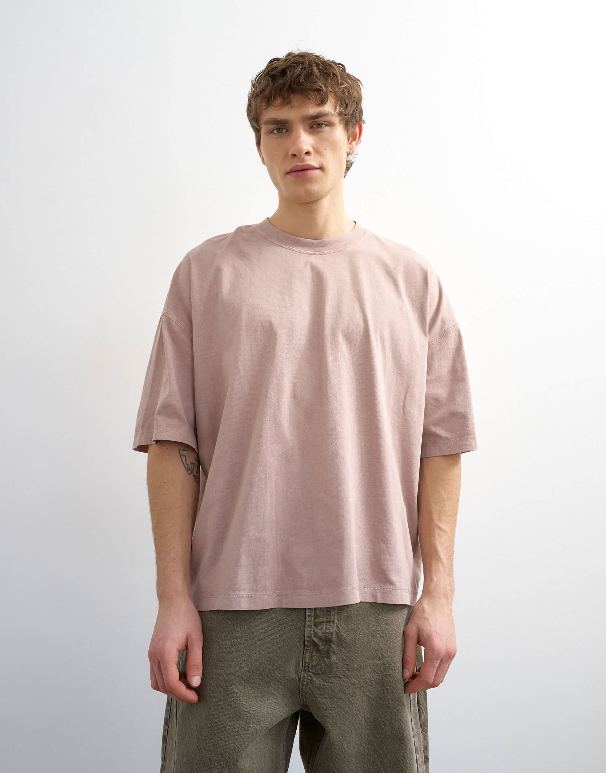 T-shirt coupe carrée Topman rose délavé