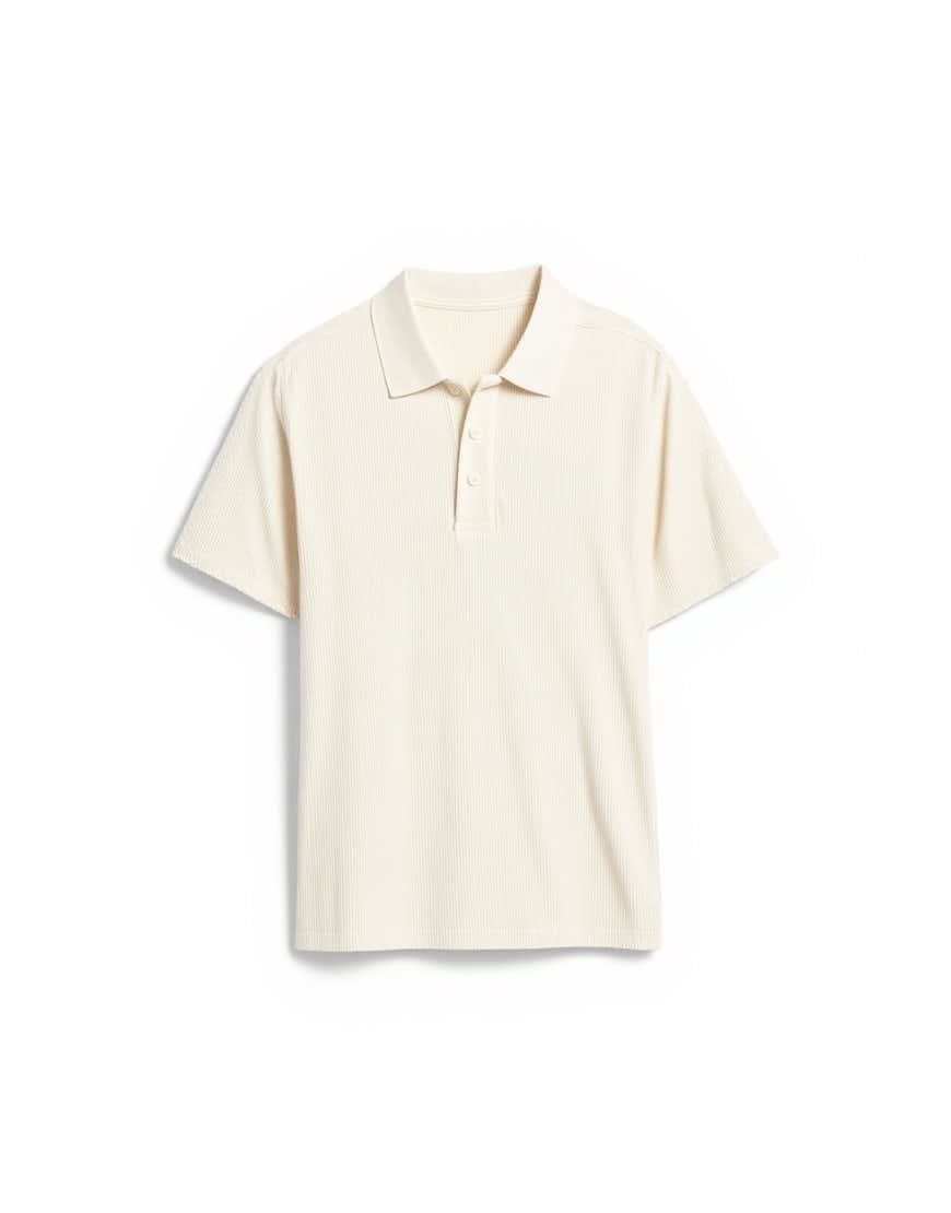 Topman cropped fit ribbed polo shirt in cream