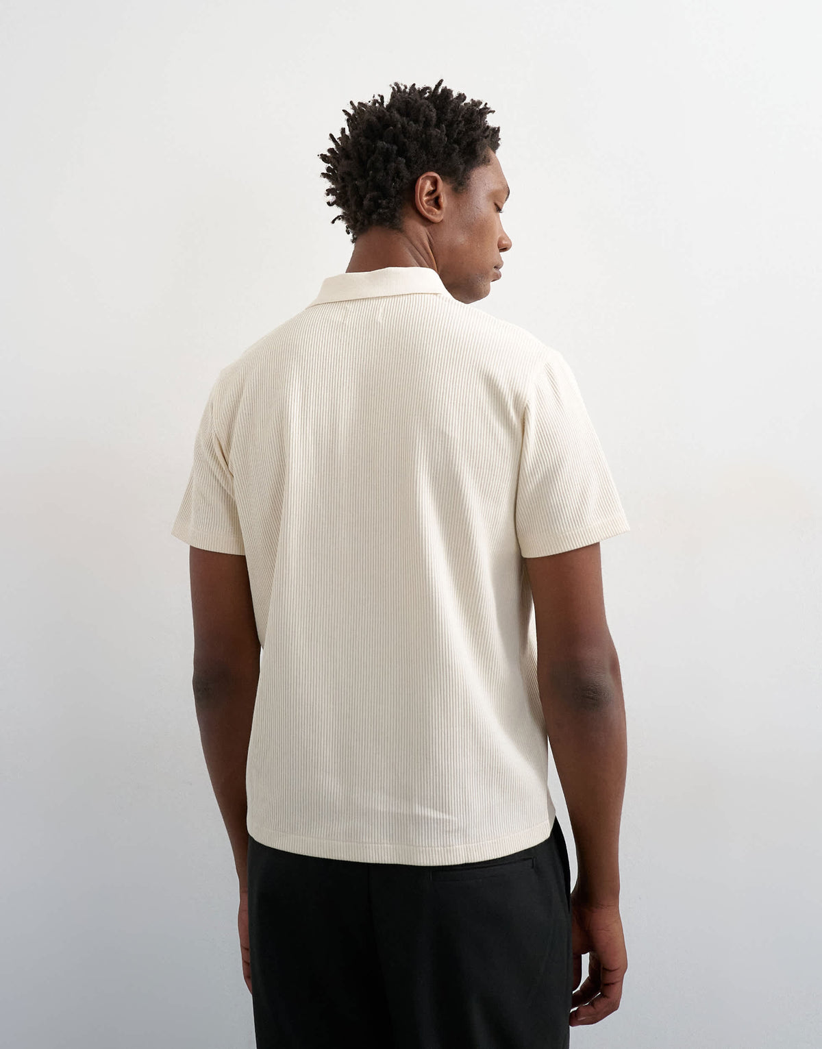 Topman cropped fit ribbed polo shirt in cream