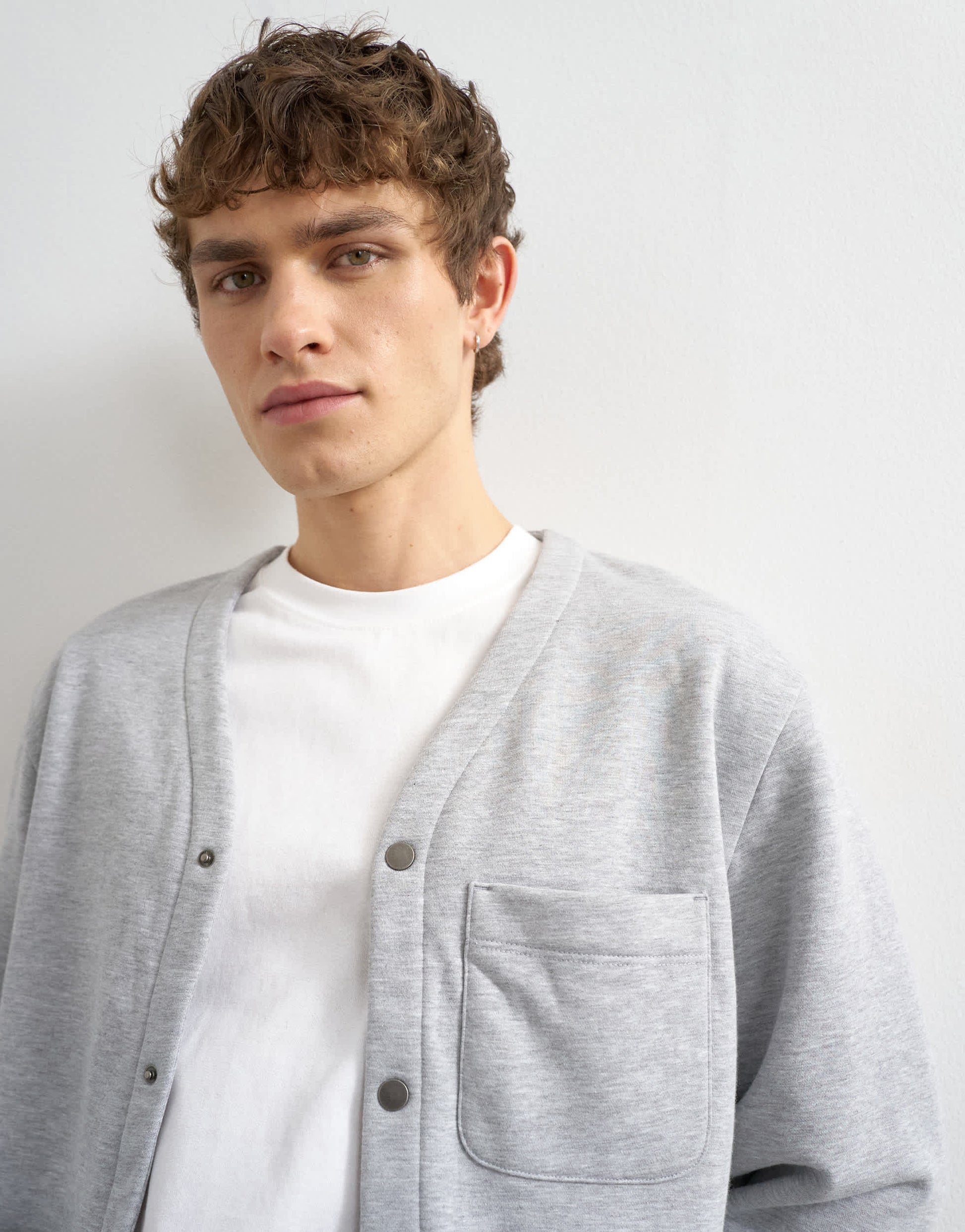 Topman oversized fit jersey cardigan in grey