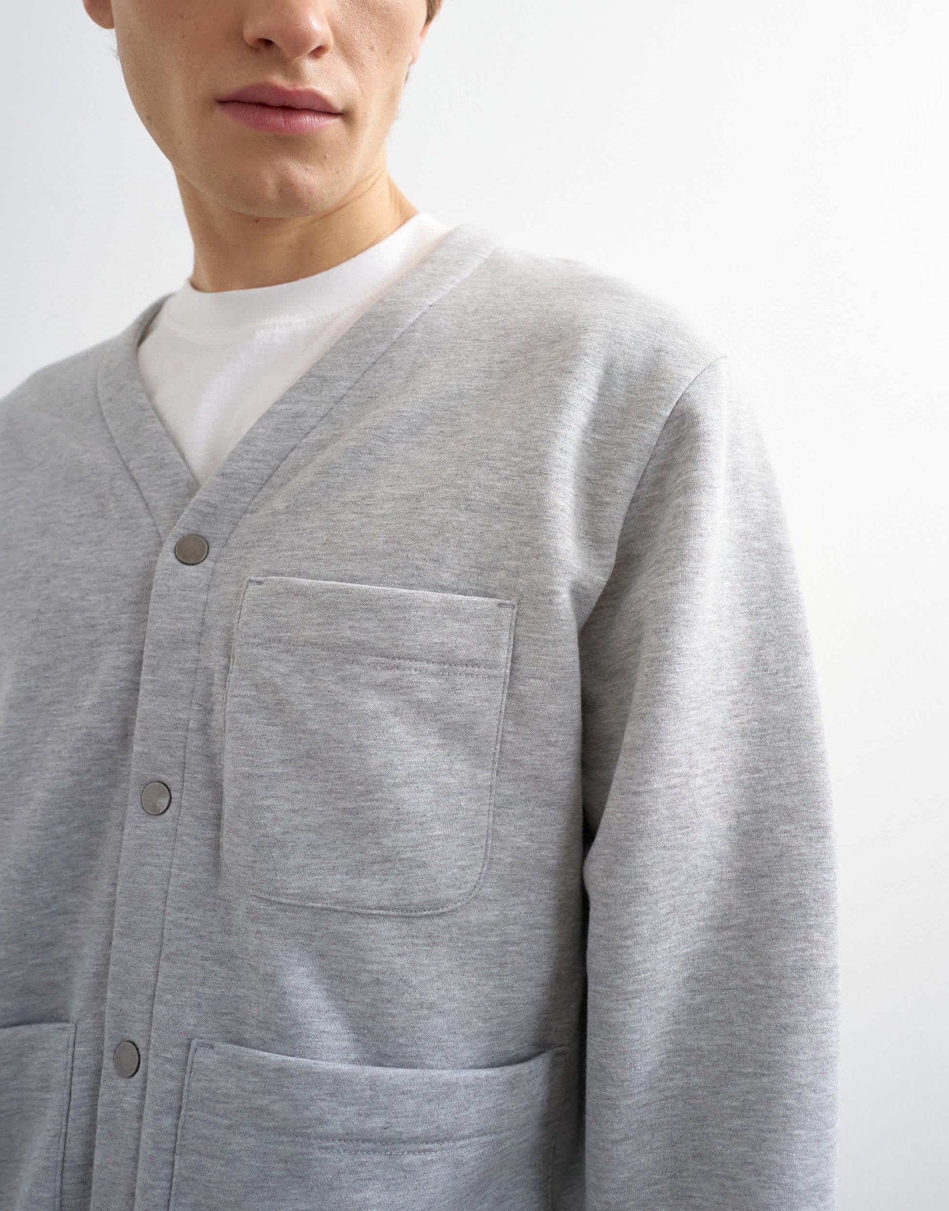 Topman oversized fit jersey cardigan in grey