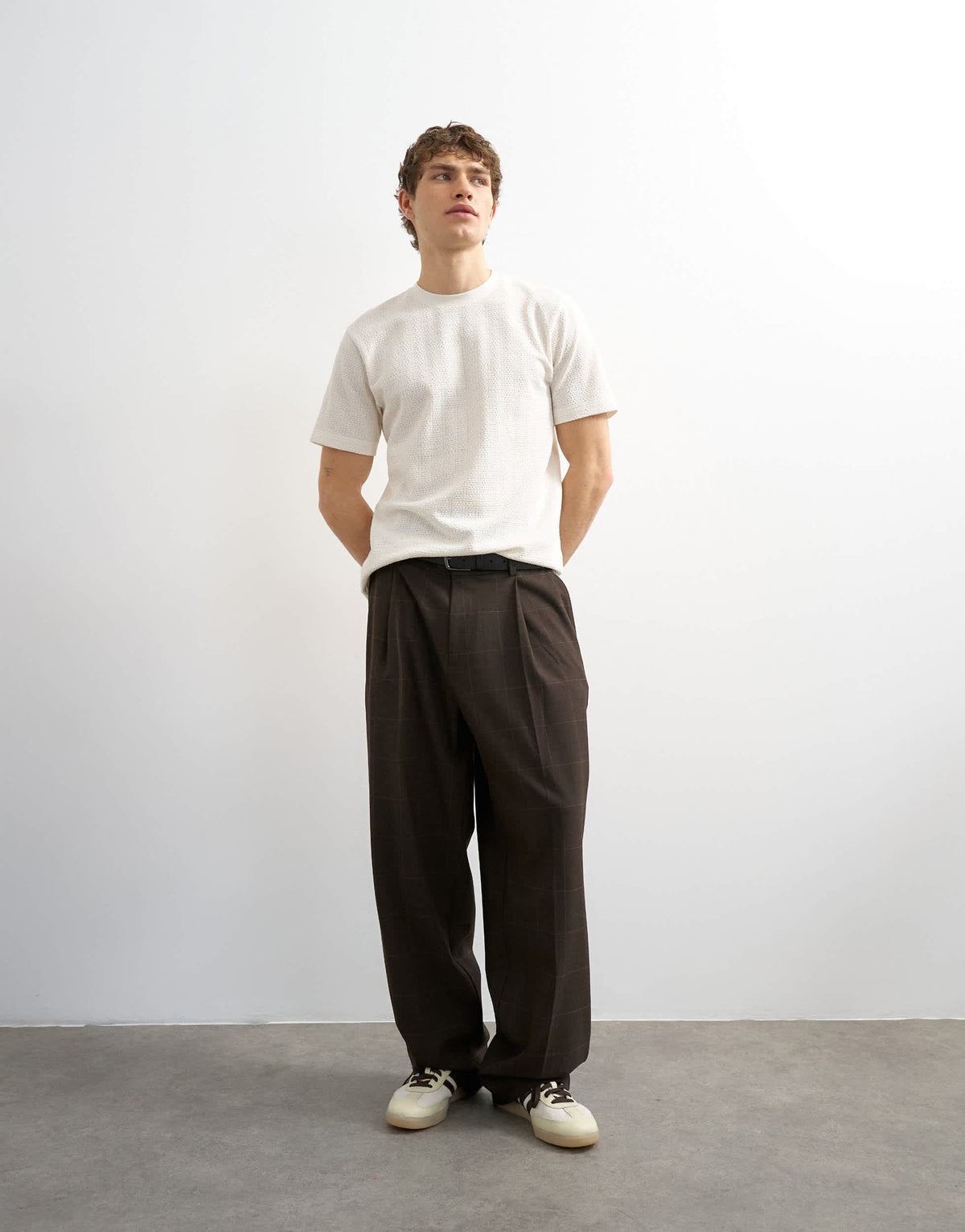 Topman classic fit textured t-shirt in cream
