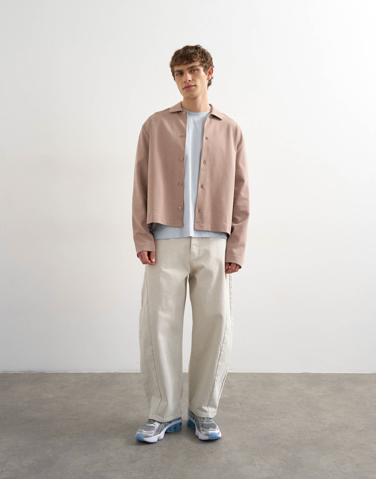 Topman relaxed fit cropped polo in taupe