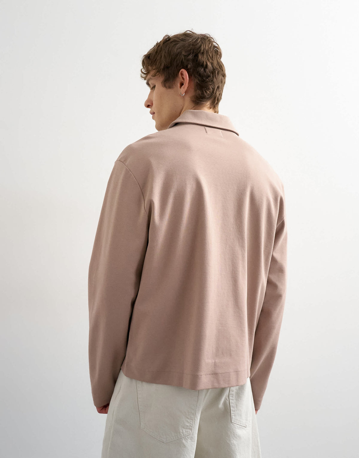 Topman relaxed fit cropped polo in taupe