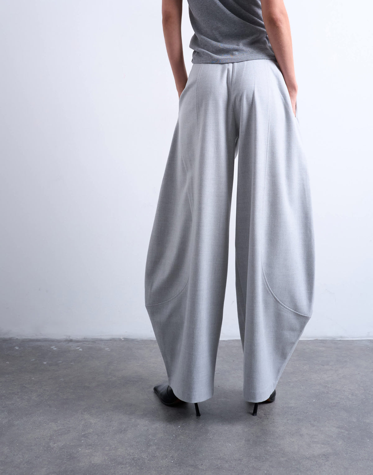 Topshop tailored horseshoe leg trouser in grey