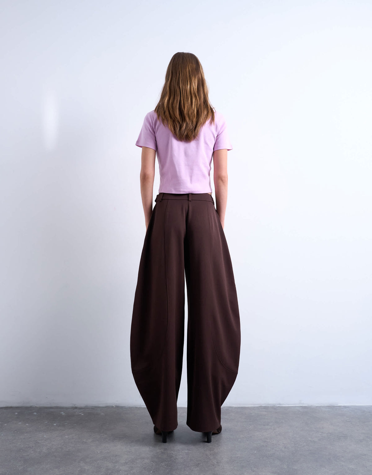 Topshop tailored horseshoe leg trouser in chocolate