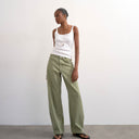 Topshop Barrel mid rise jean in green stripe