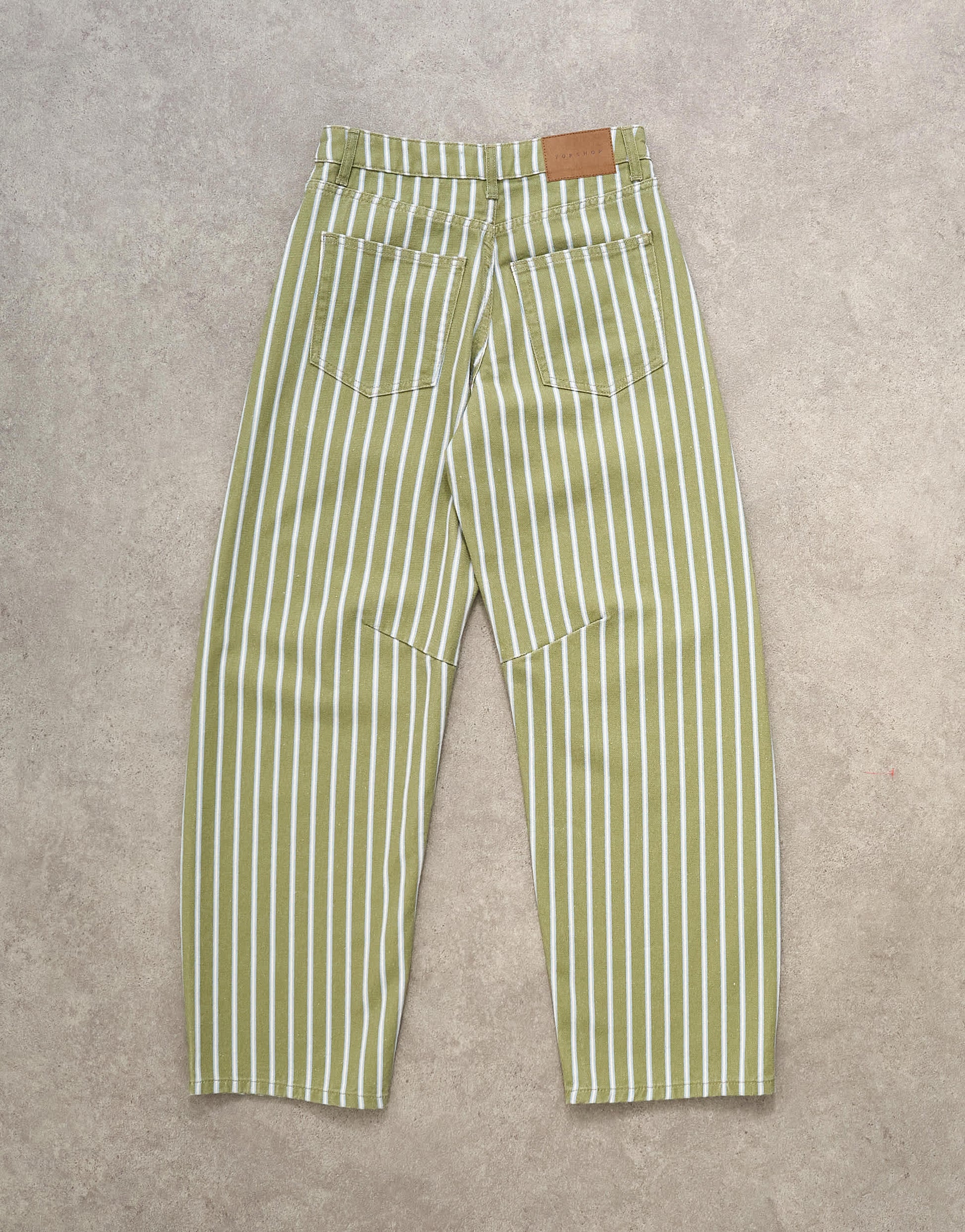 Topshop Barrel mid rise jean in green stripe