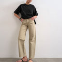 Topshop Ember low rise straight leg jean in beige