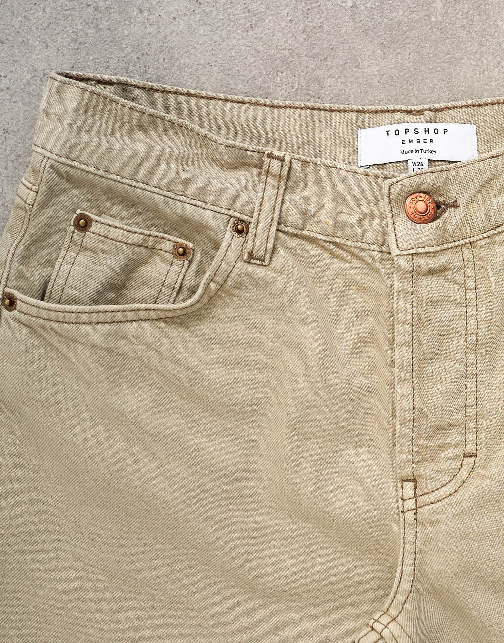 Topshop Ember low rise straight leg jean in beige