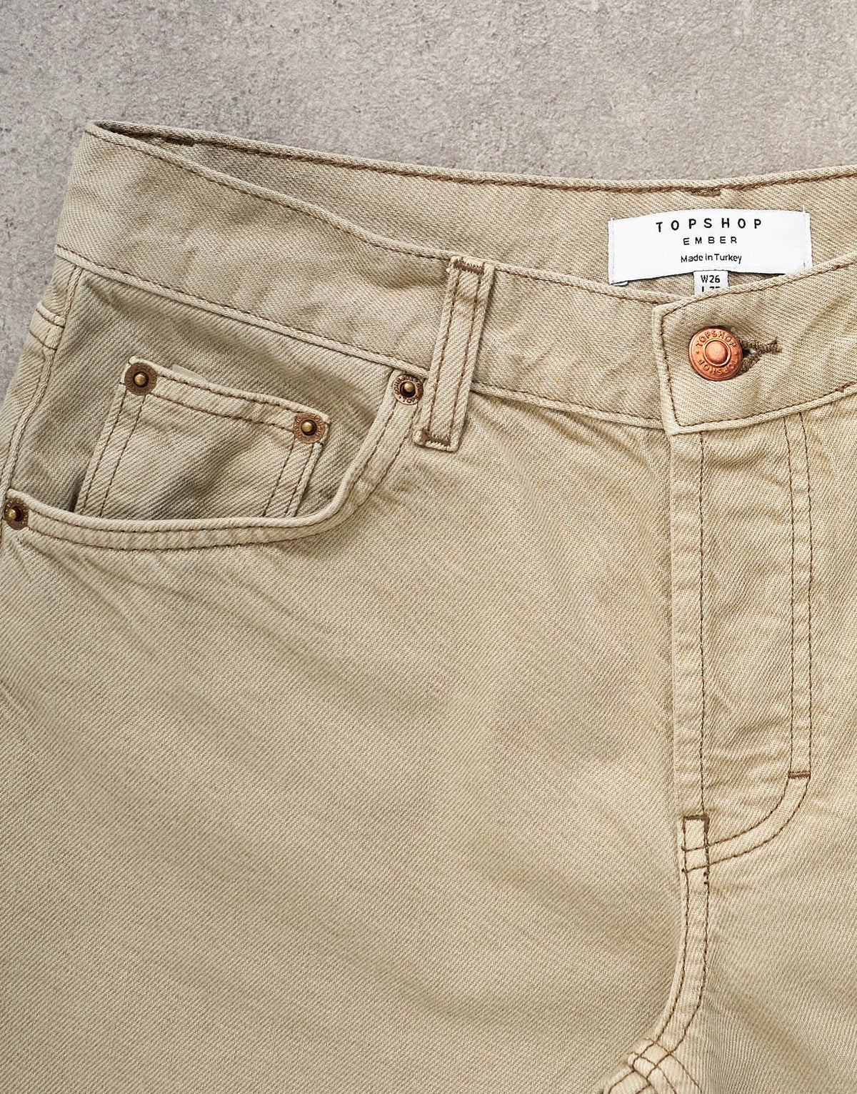 Topshop Ember low rise straight leg jean in beige