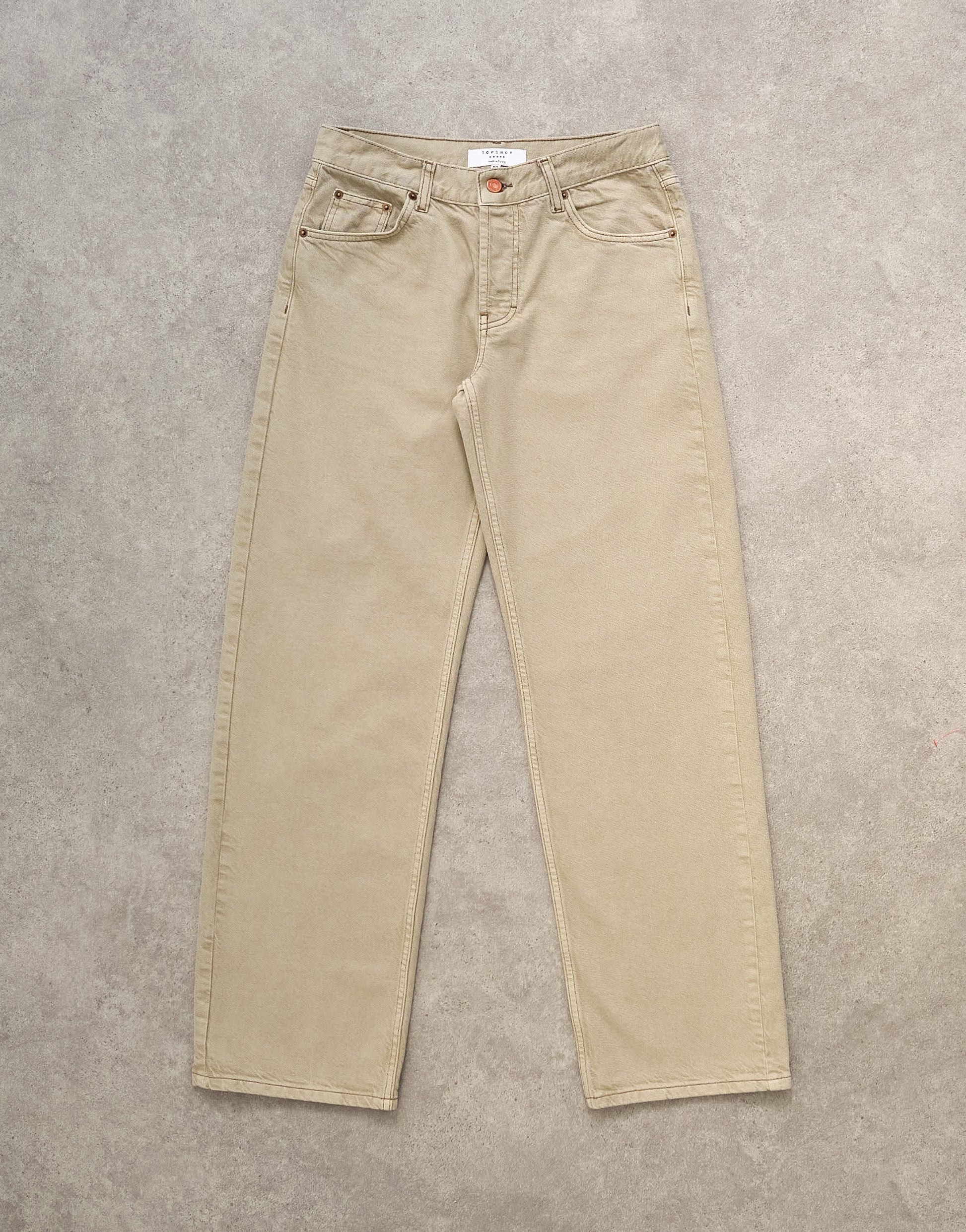 Topshop Ember low rise straight leg jean in beige