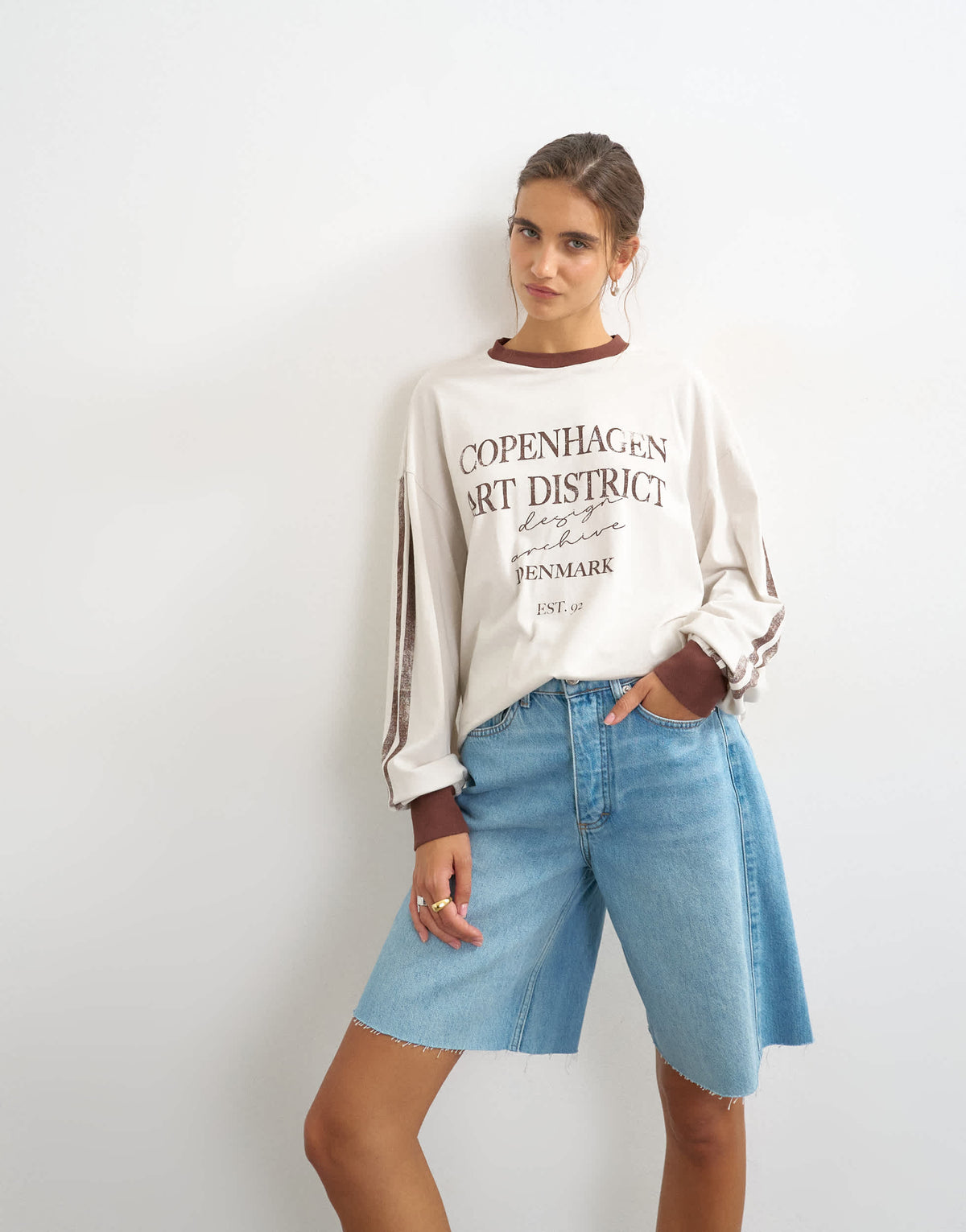Topshop longline barrel short in bleach