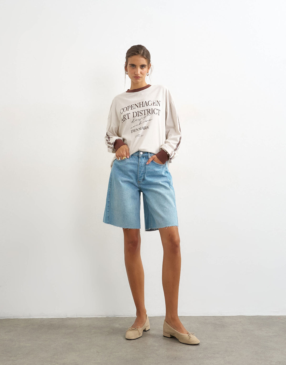 Topshop longline barrel short in bleach