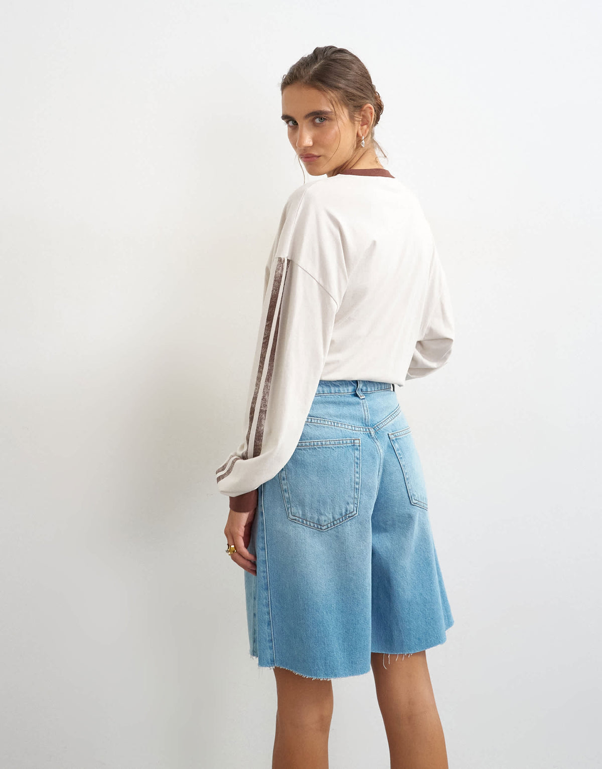 Topshop longline barrel short in bleach