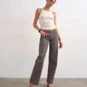 Topshop Ember low rise straight leg jean in chocolate stripe