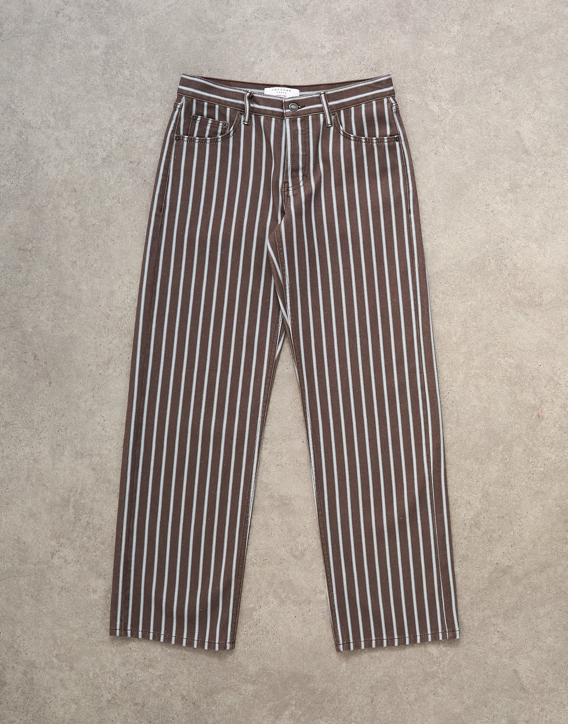 Topshop Ember low rise straight leg jean in chocolate stripe