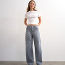 Topshop Barrel high rise jean in pretty grey