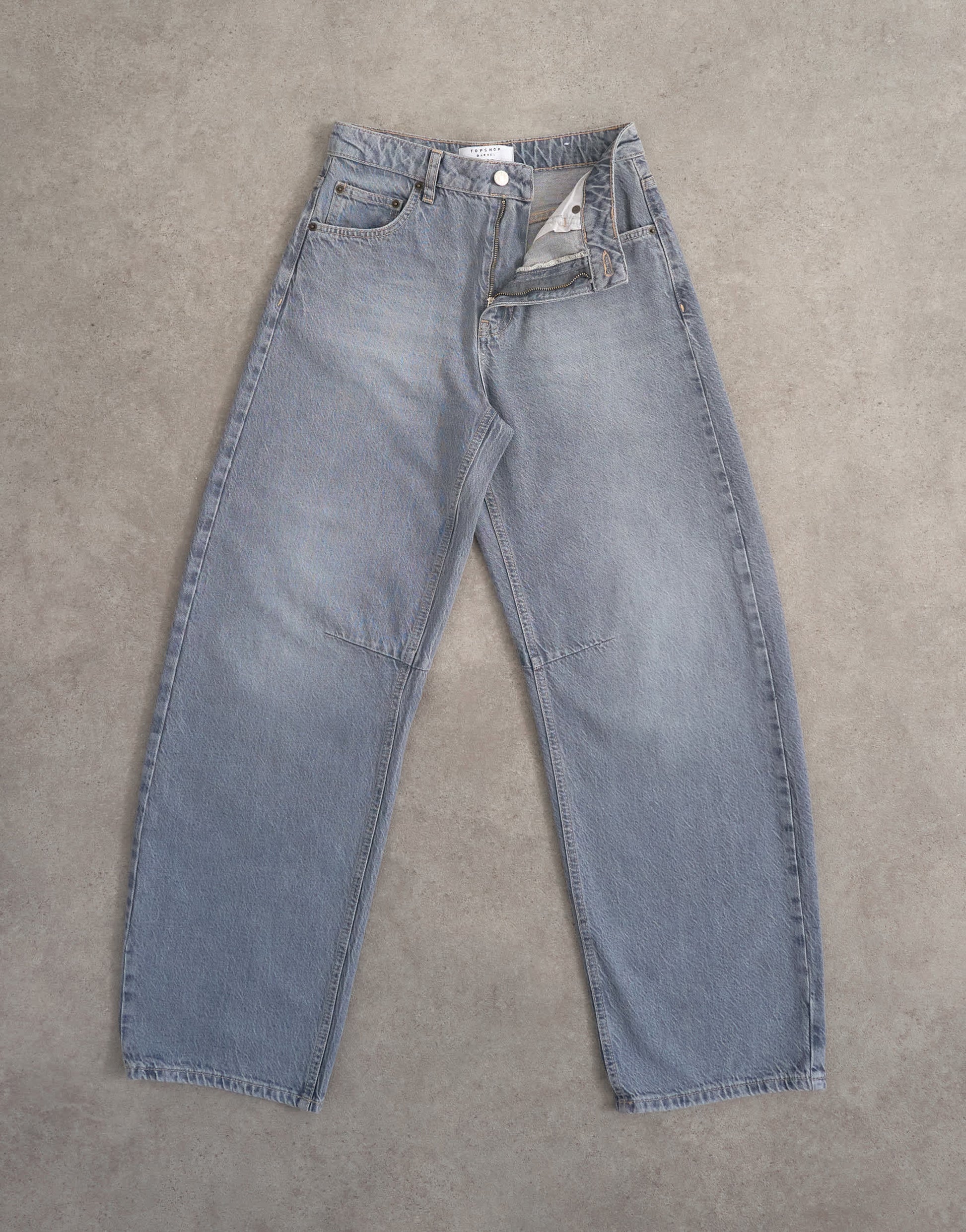 Topshop Barrel high rise jean in pretty grey
