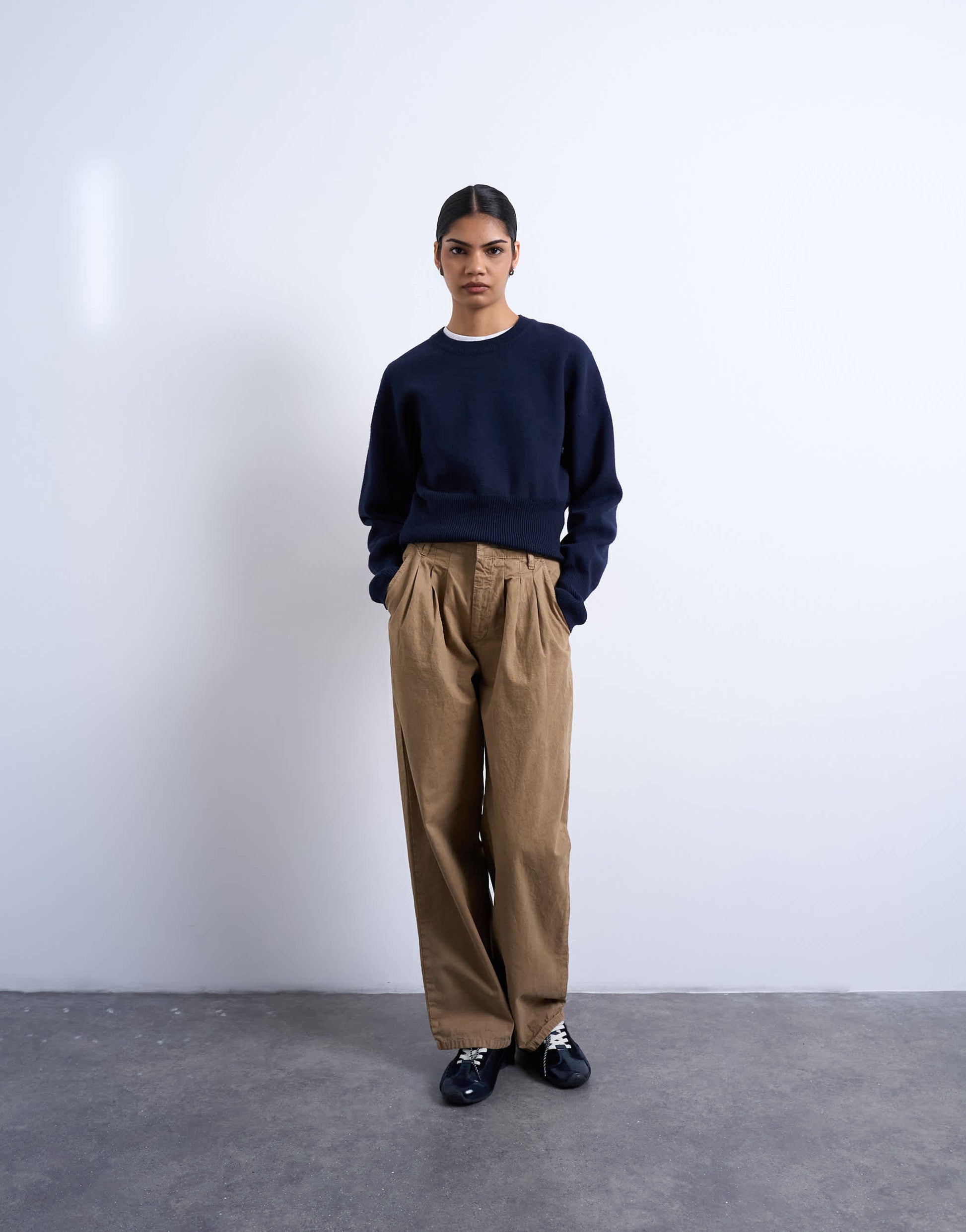 Topshop utility pintuck chino trouser in tan