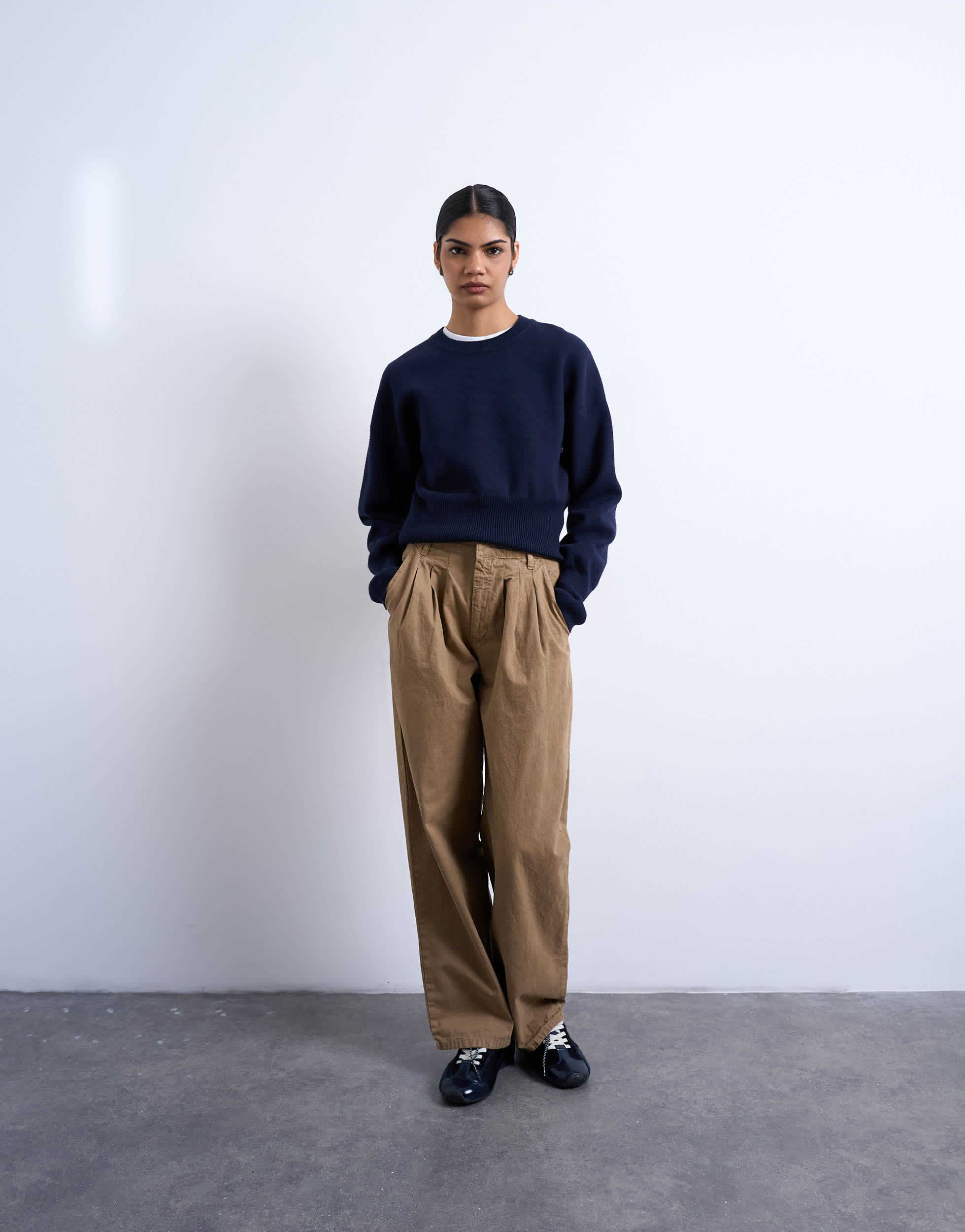 Topshop utility pintuck chino trouser in tan