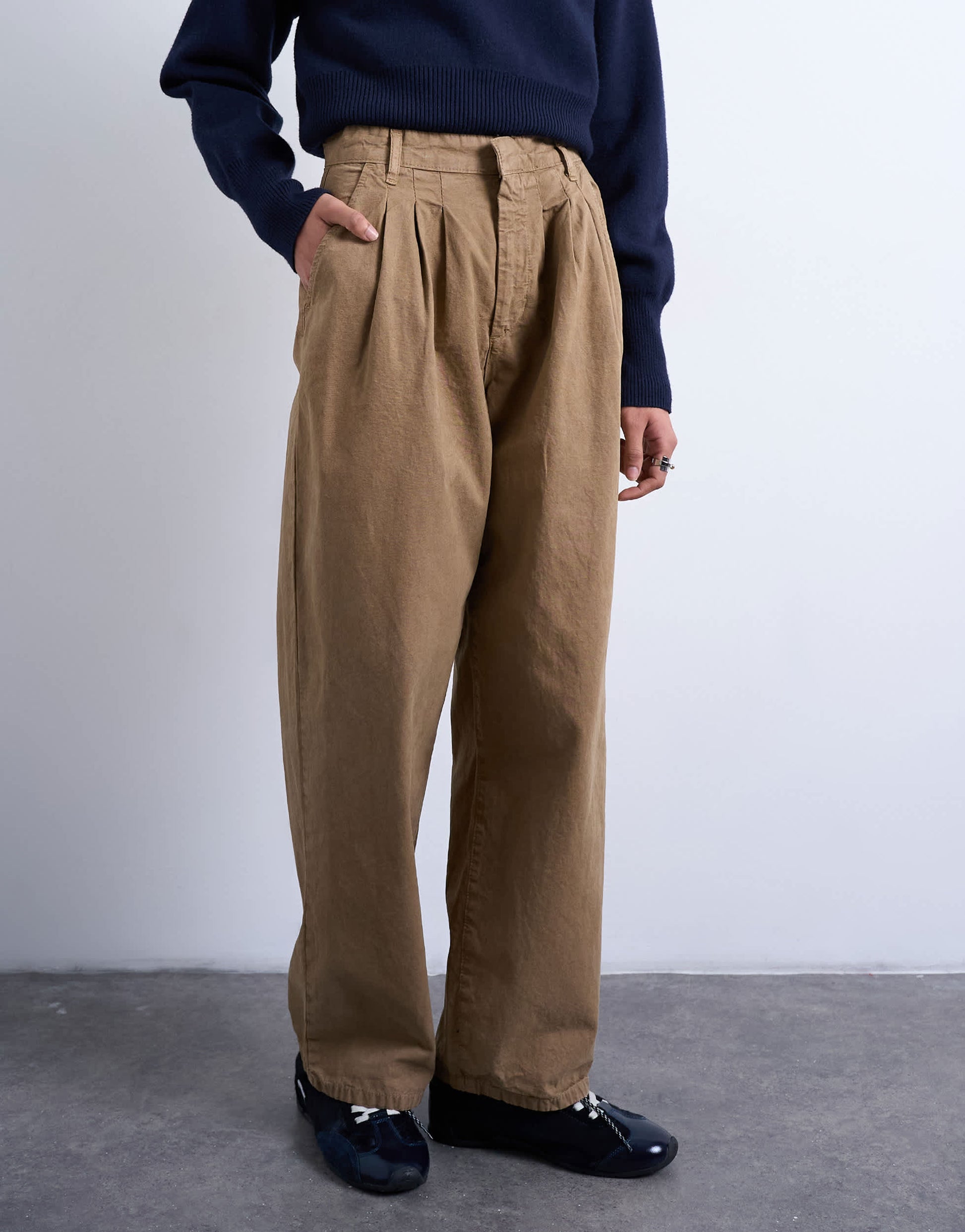 Topshop utility pintuck chino trouser in tan