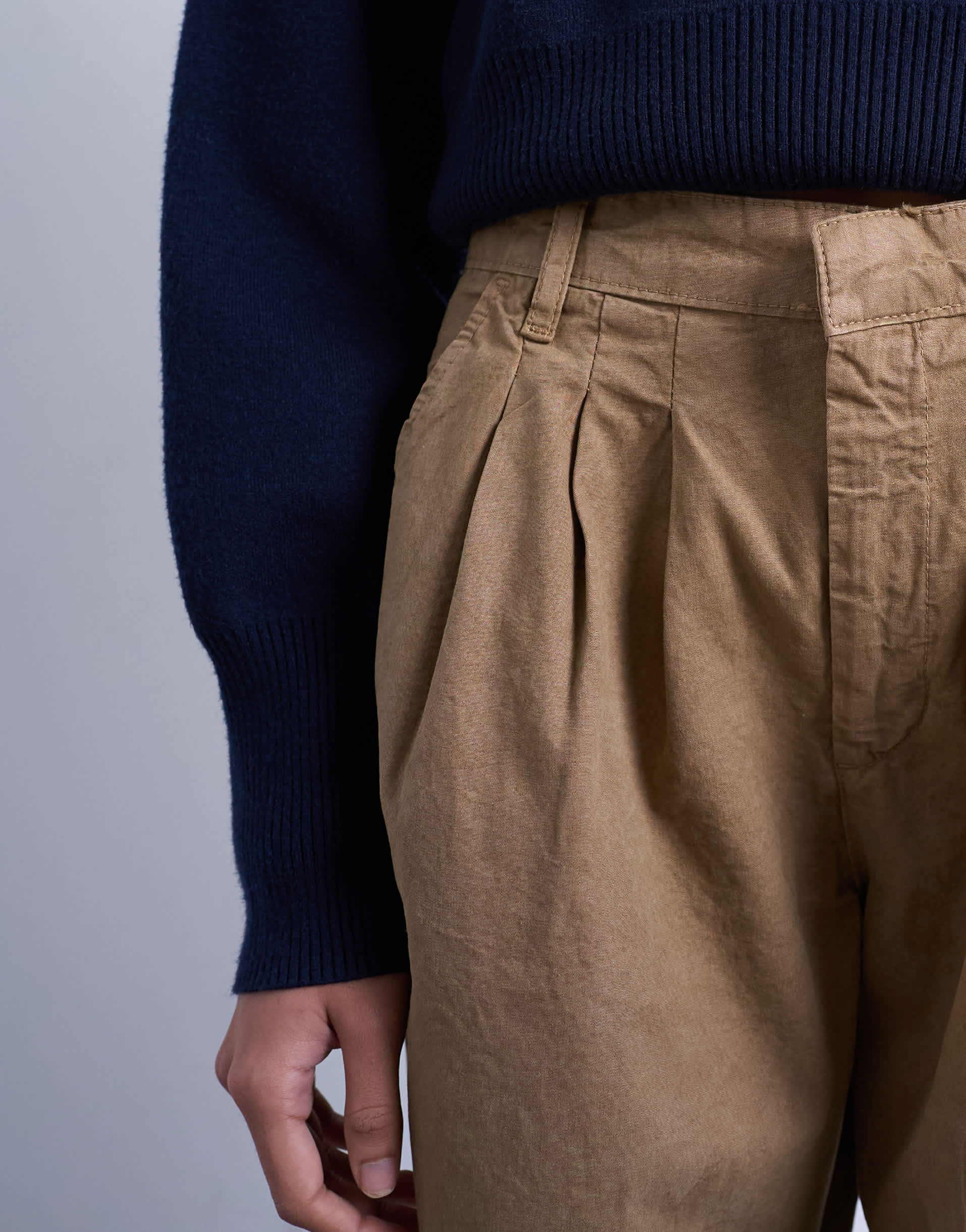 Topshop utility pintuck chino trouser in tan
