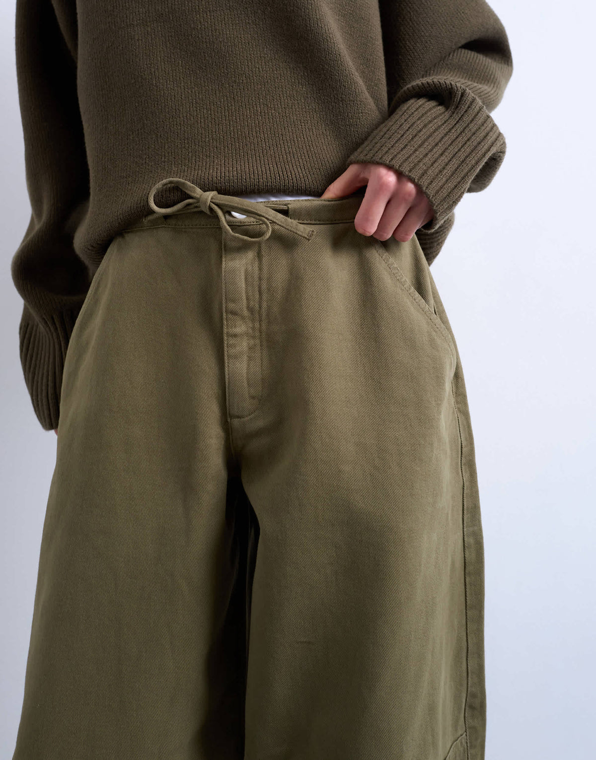Topshop drawstring waist balloon trousers in khaki