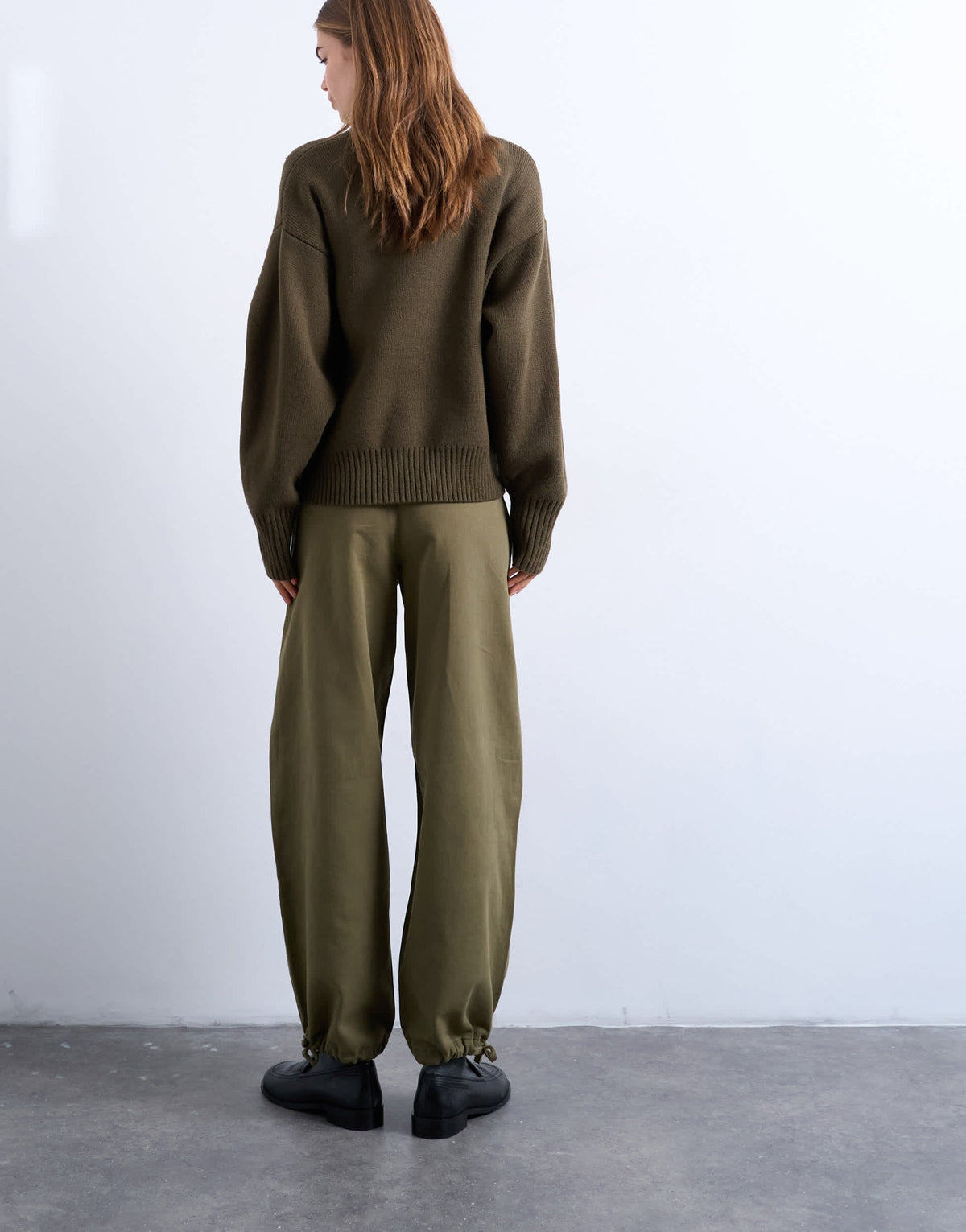 Topshop drawstring waist balloon trousers in khaki