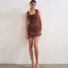 Mini-robe structurée drapée Topshop couleur chocolat