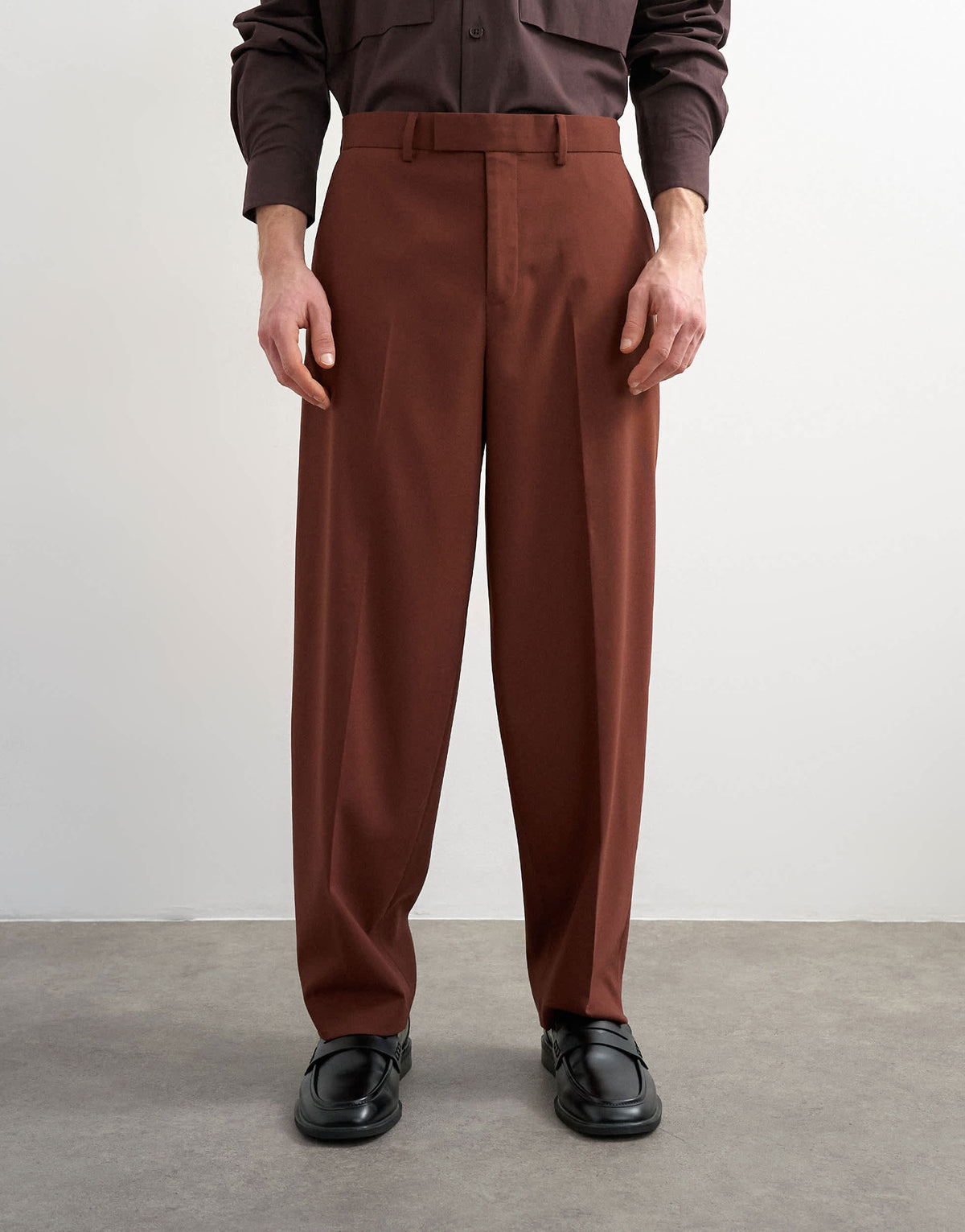 Topman relaxed fit wool touch suit trousers in rust
