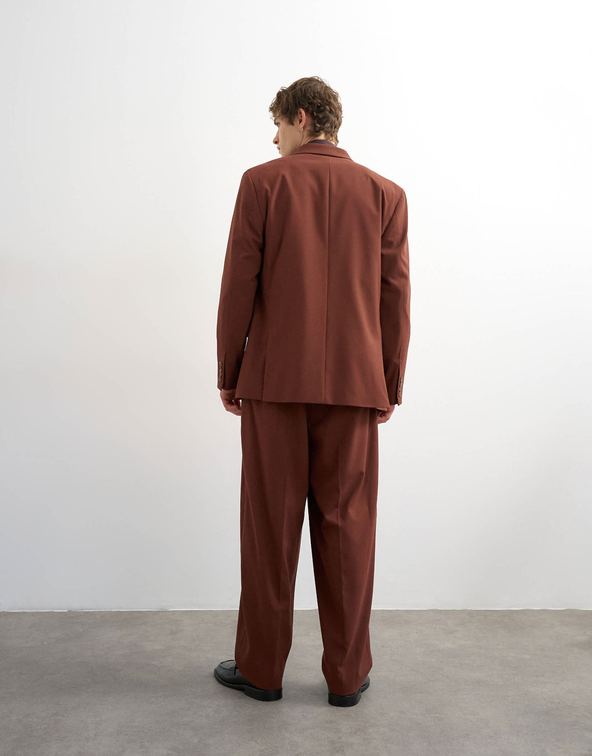 Topman relaxed fit wool touch suit trousers in rust