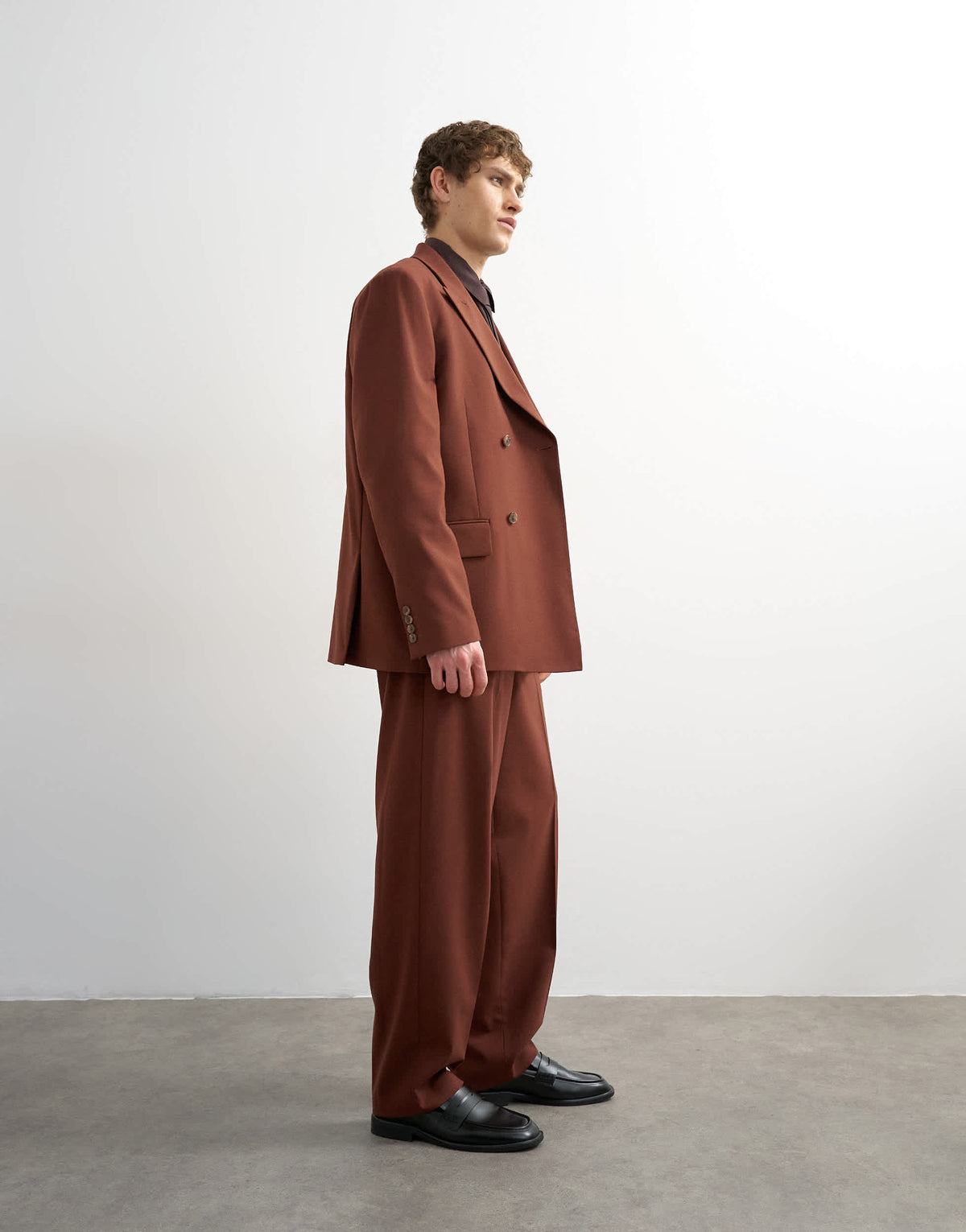 Topman relaxed fit wool touch suit trousers in rust