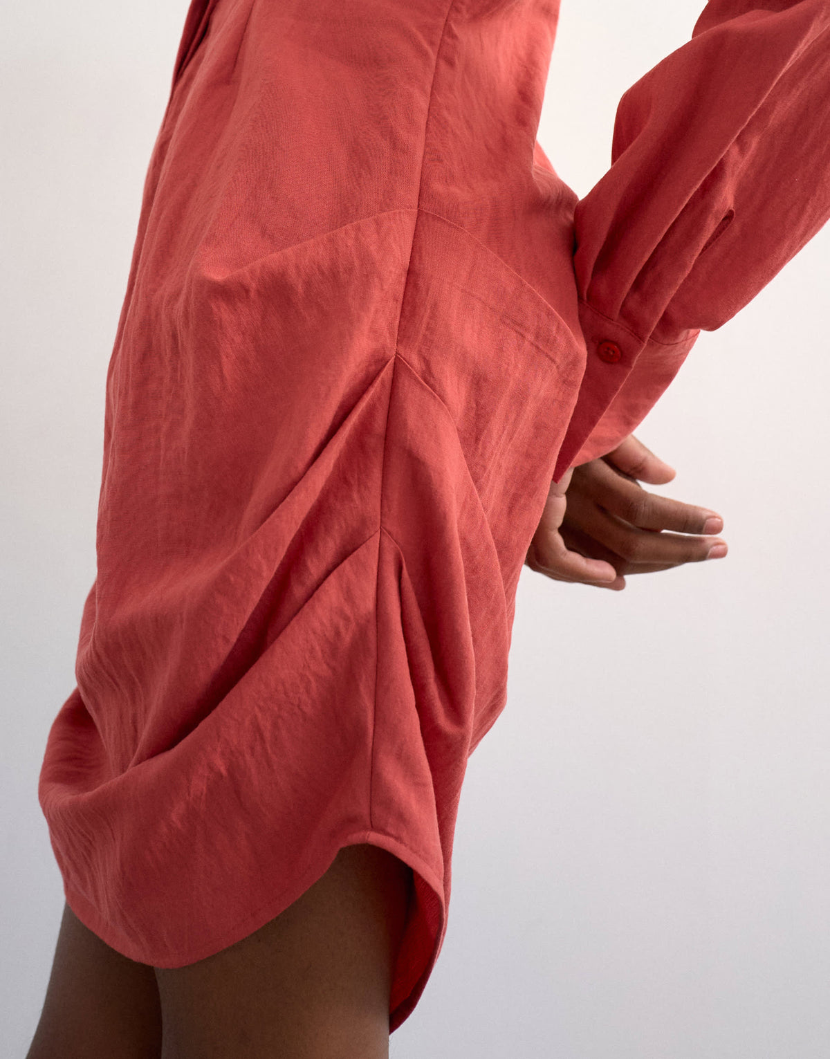 Topshop gathered skirt mini shirt dress in rust