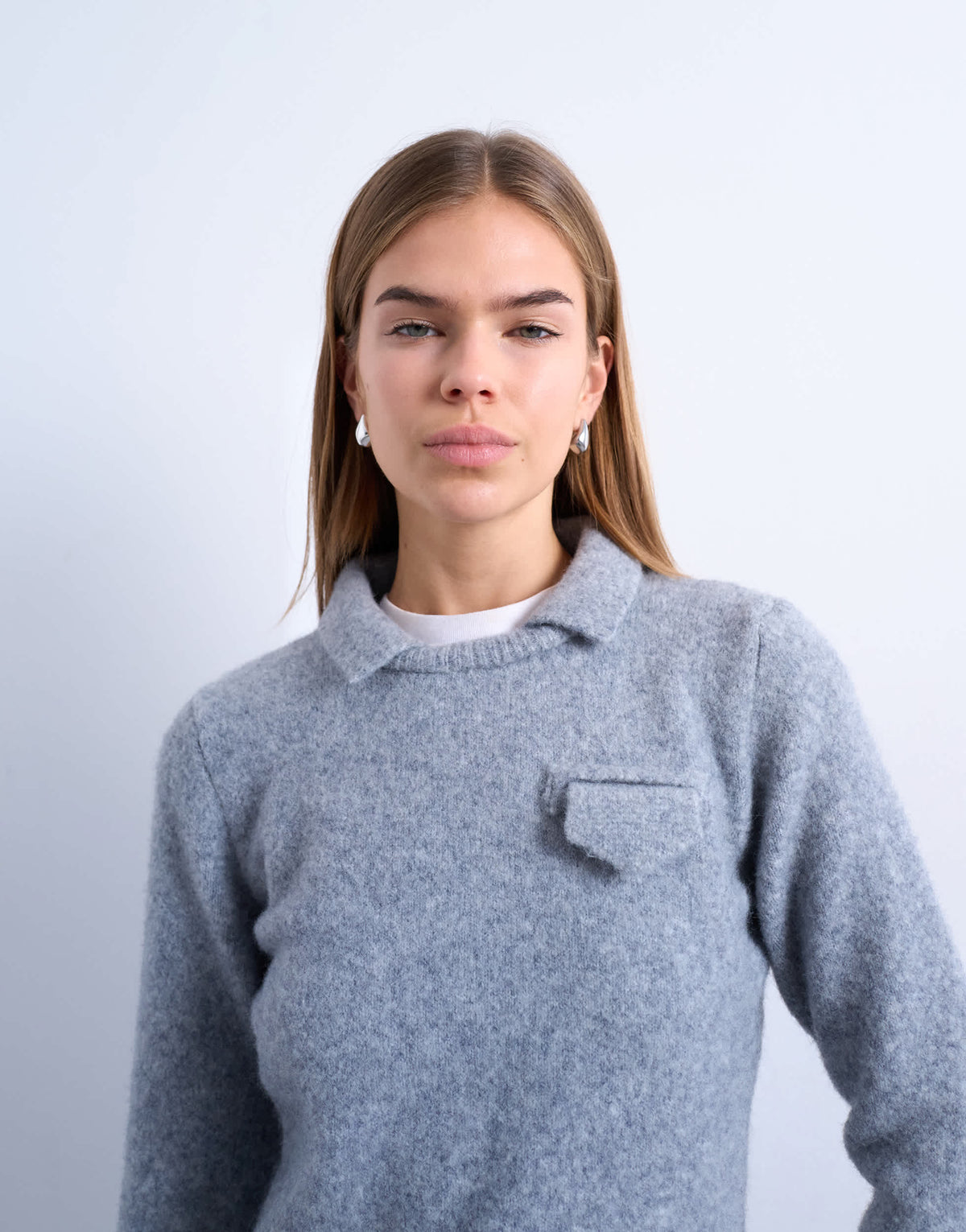 Topshop knitted collared long sleeved jumper