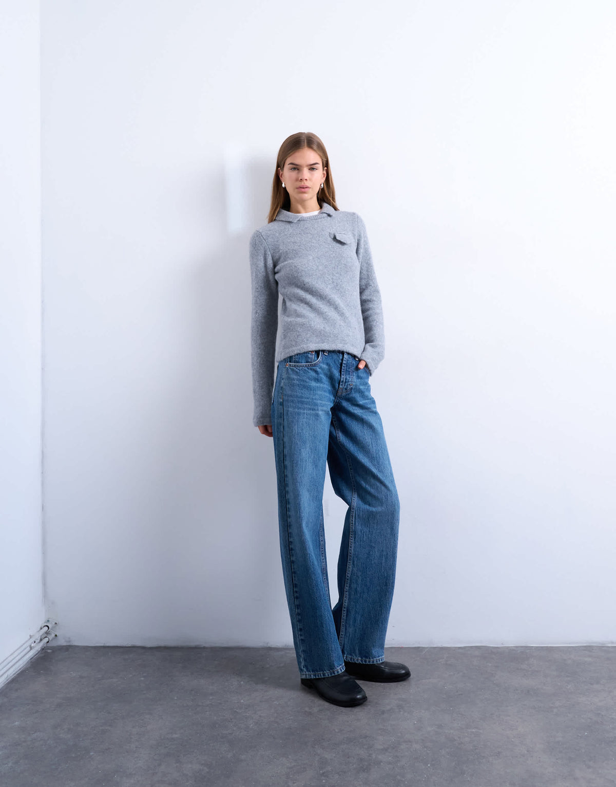Topshop knitted collared long sleeved jumper