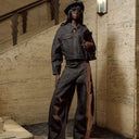 Tolu Coker x Topshop barrel denim jacket circular design in brown rinse