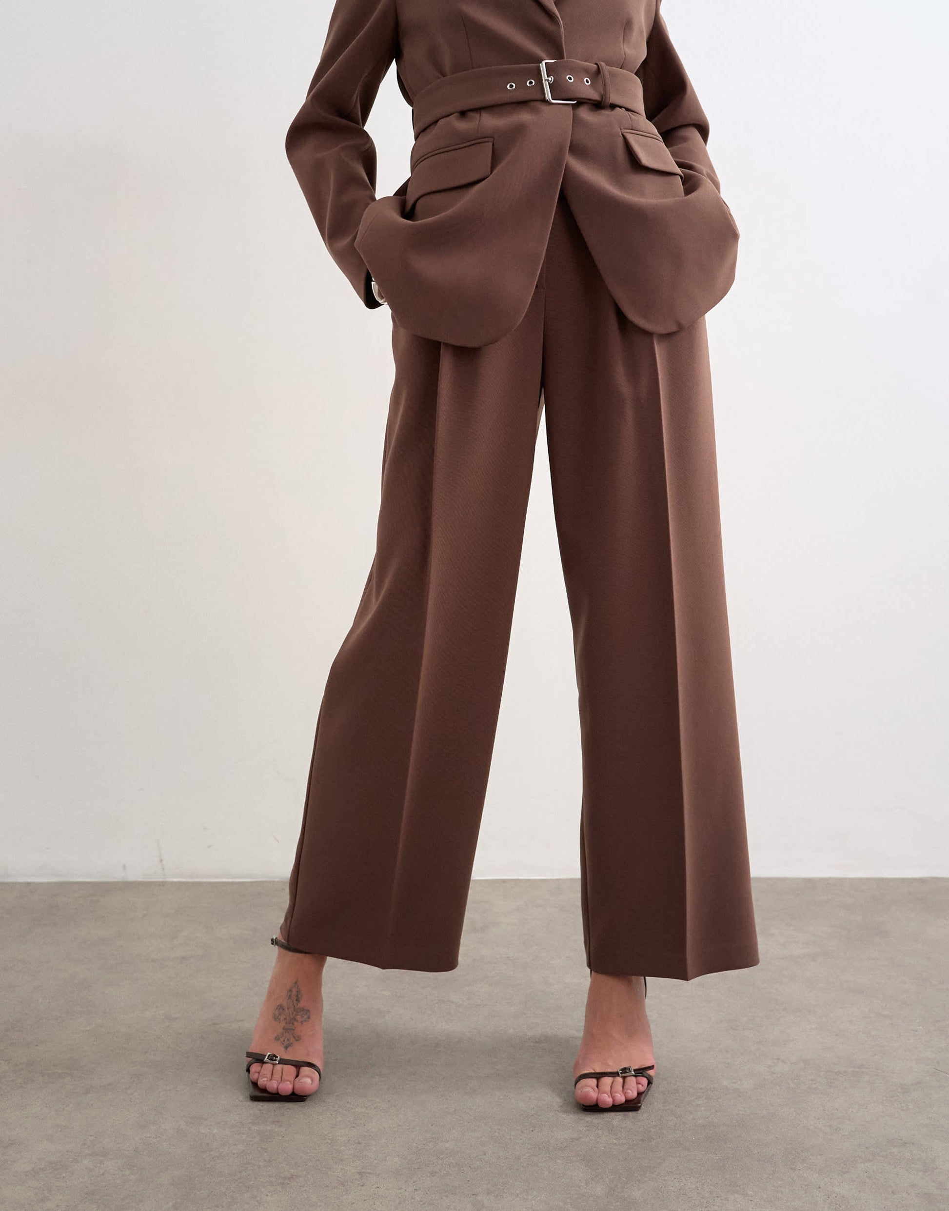 Topshop co ord double tailored trouser in chocolate