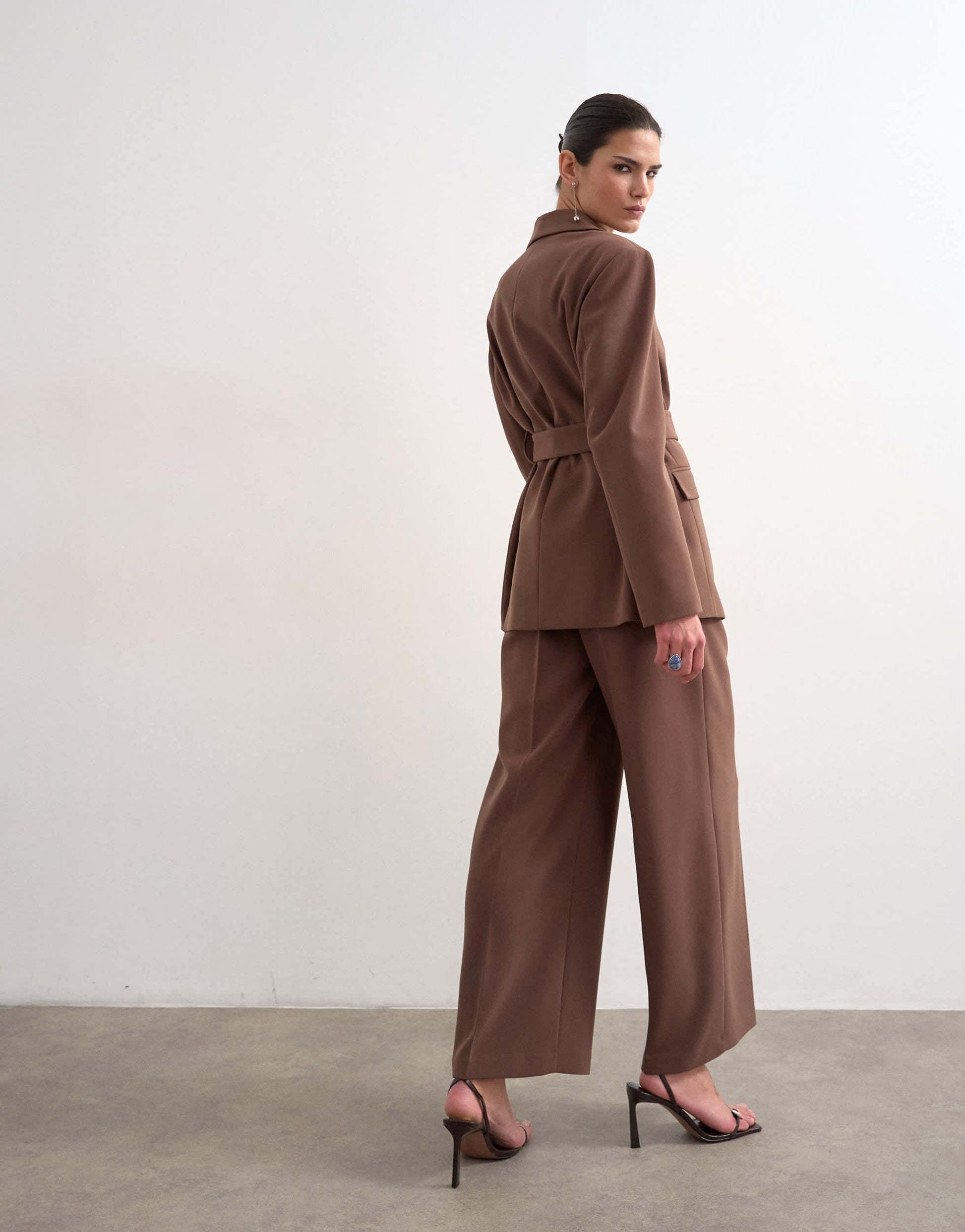 Topshop co ord double tailored trouser in chocolate