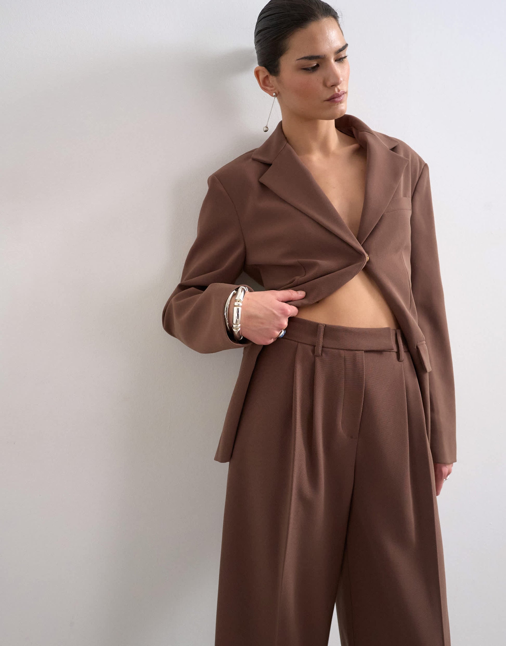 Topshop co ord double tailored trouser in chocolate