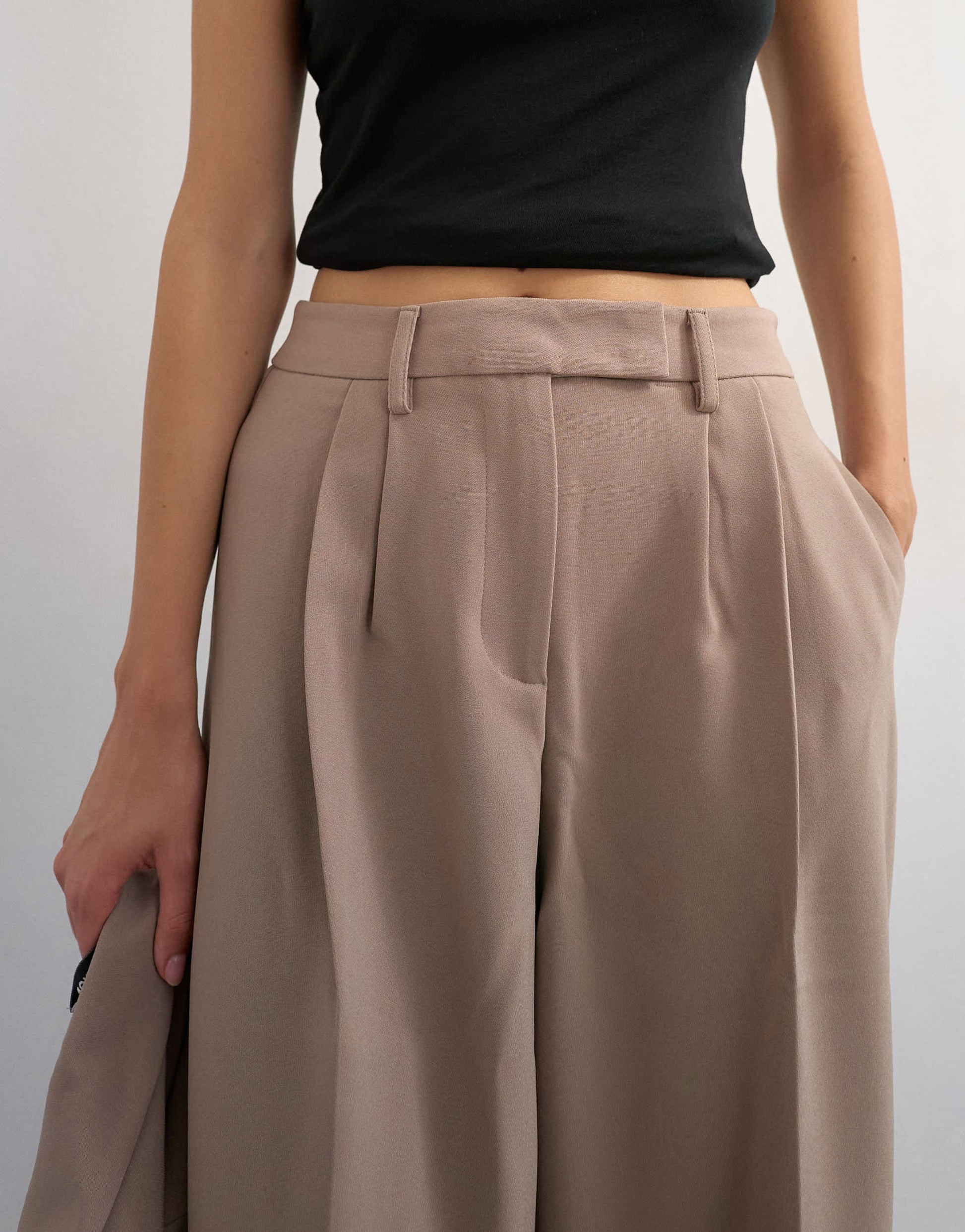 Topshop co ord double tailored trouser in beige 