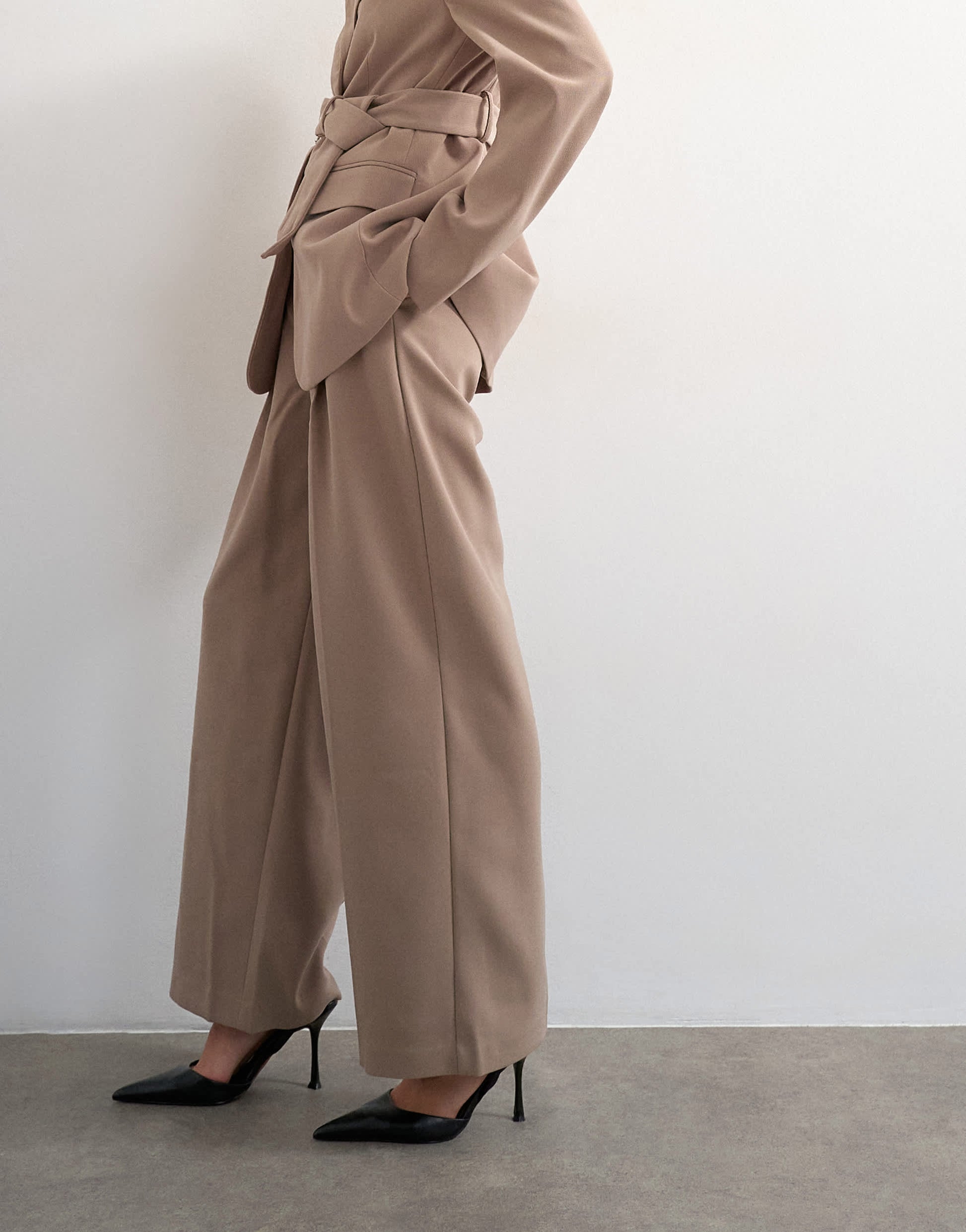 Topshop co ord double tailored trouser in beige 