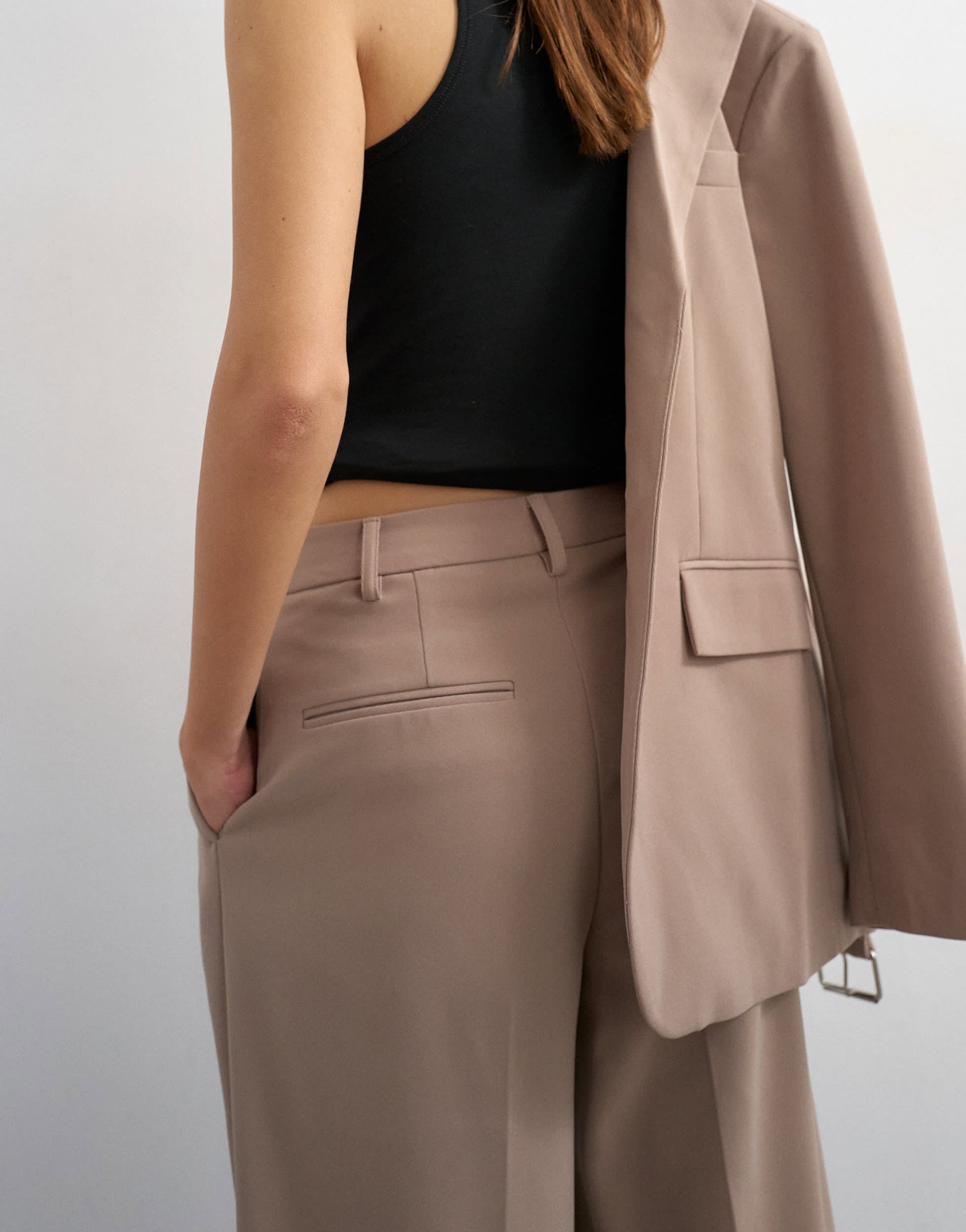 Topshop co ord double tailored trouser in beige 