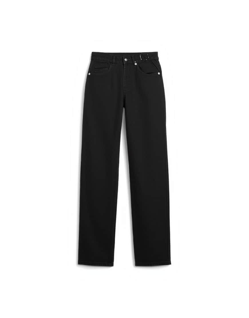 Topshop Cinch low rise relaxed jean in washed black