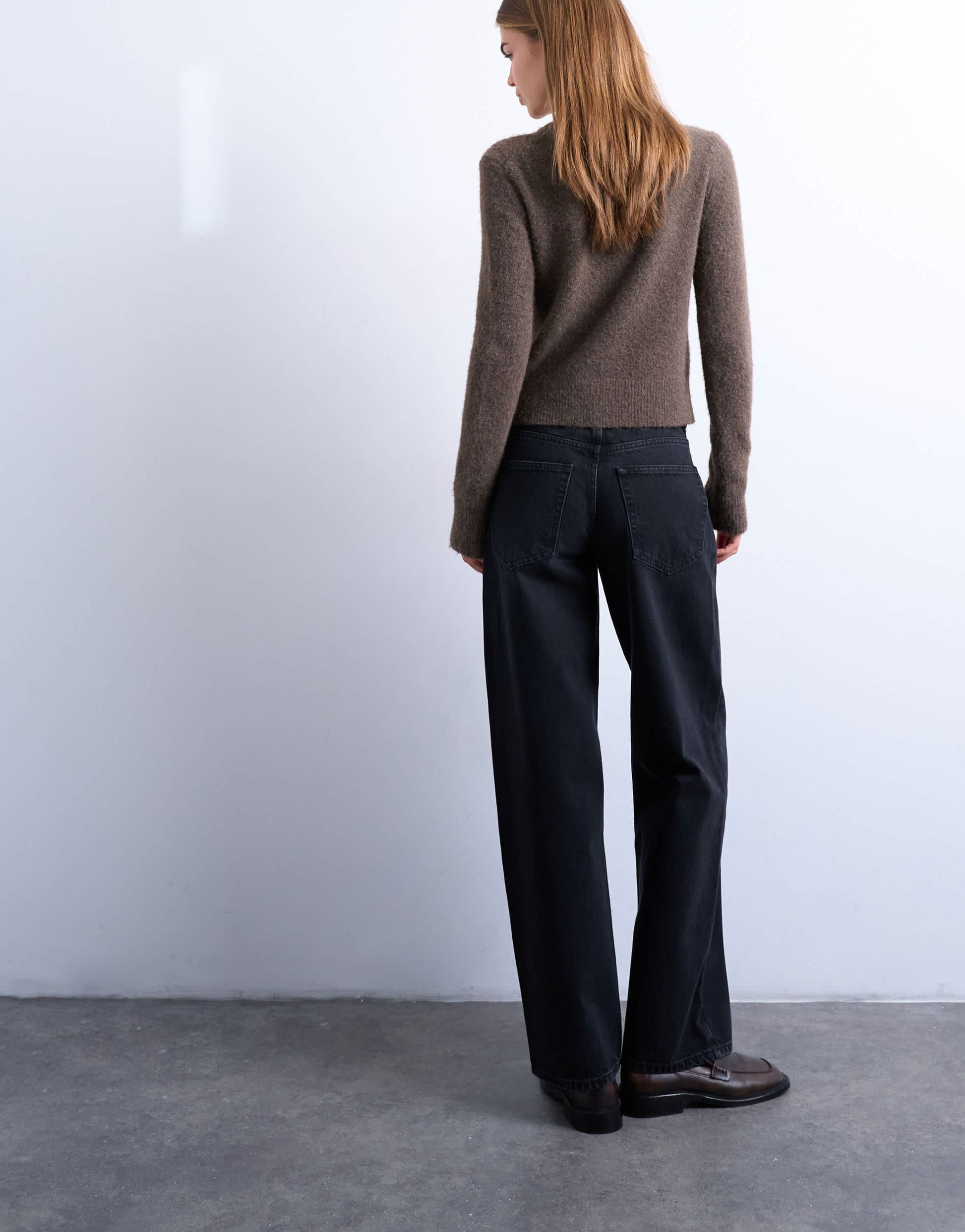 Topshop Cinch low rise relaxed jean in washed black
