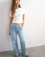 Topshop Ember low rise relaxed straight jean in bleach