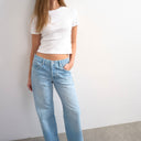 Topshop Ember low rise relaxed straight jean in bleach