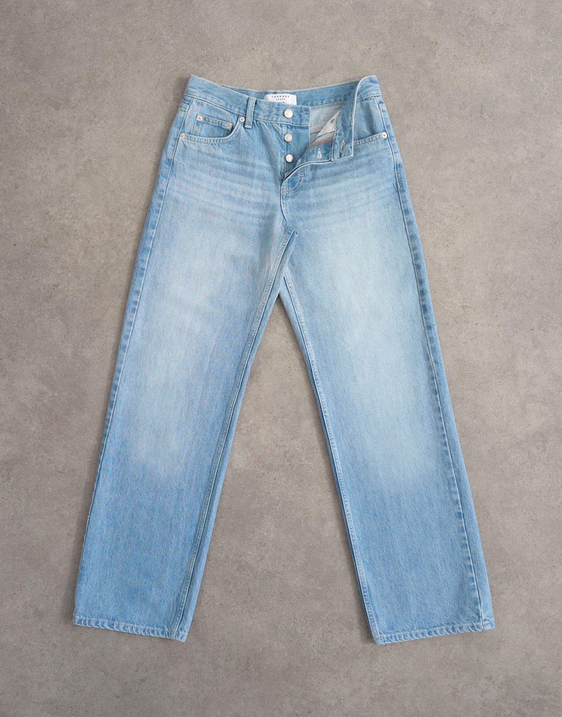 Topshop Ember low rise relaxed straight jean in bleach