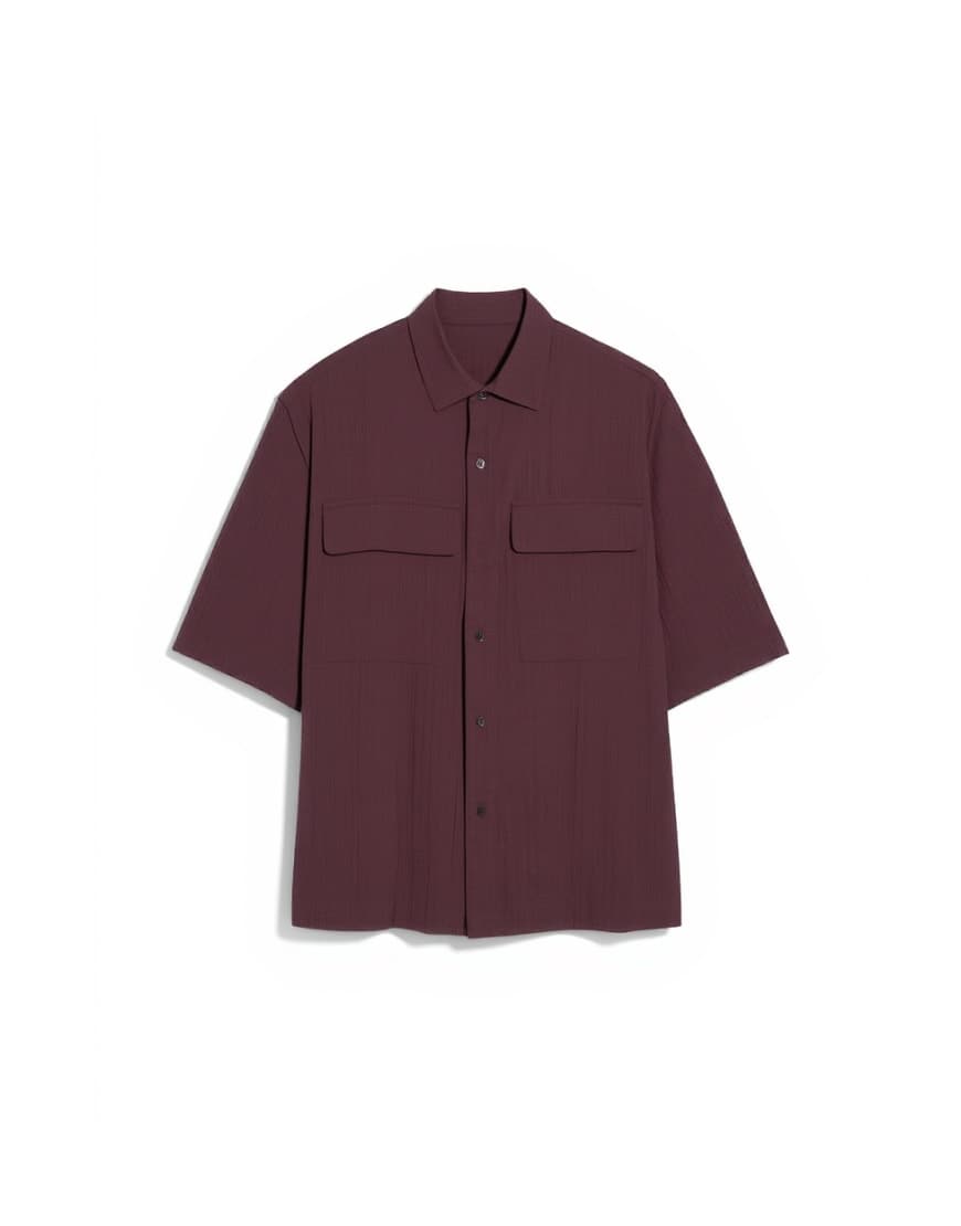 Topman relaxed fit crop sheer ripstop short sleeve shirt in brown