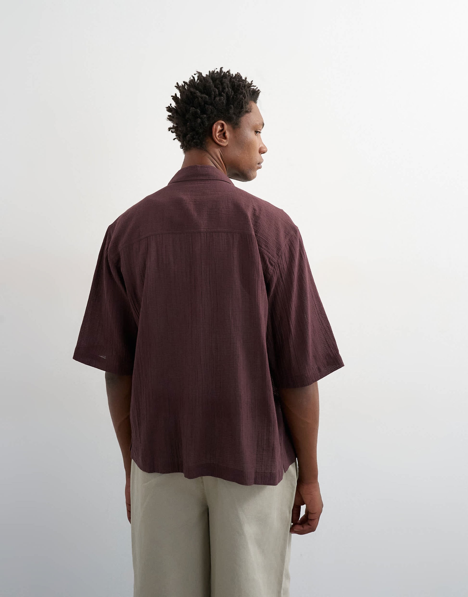 Topman relaxed fit crop sheer ripstop short sleeve shirt in brown